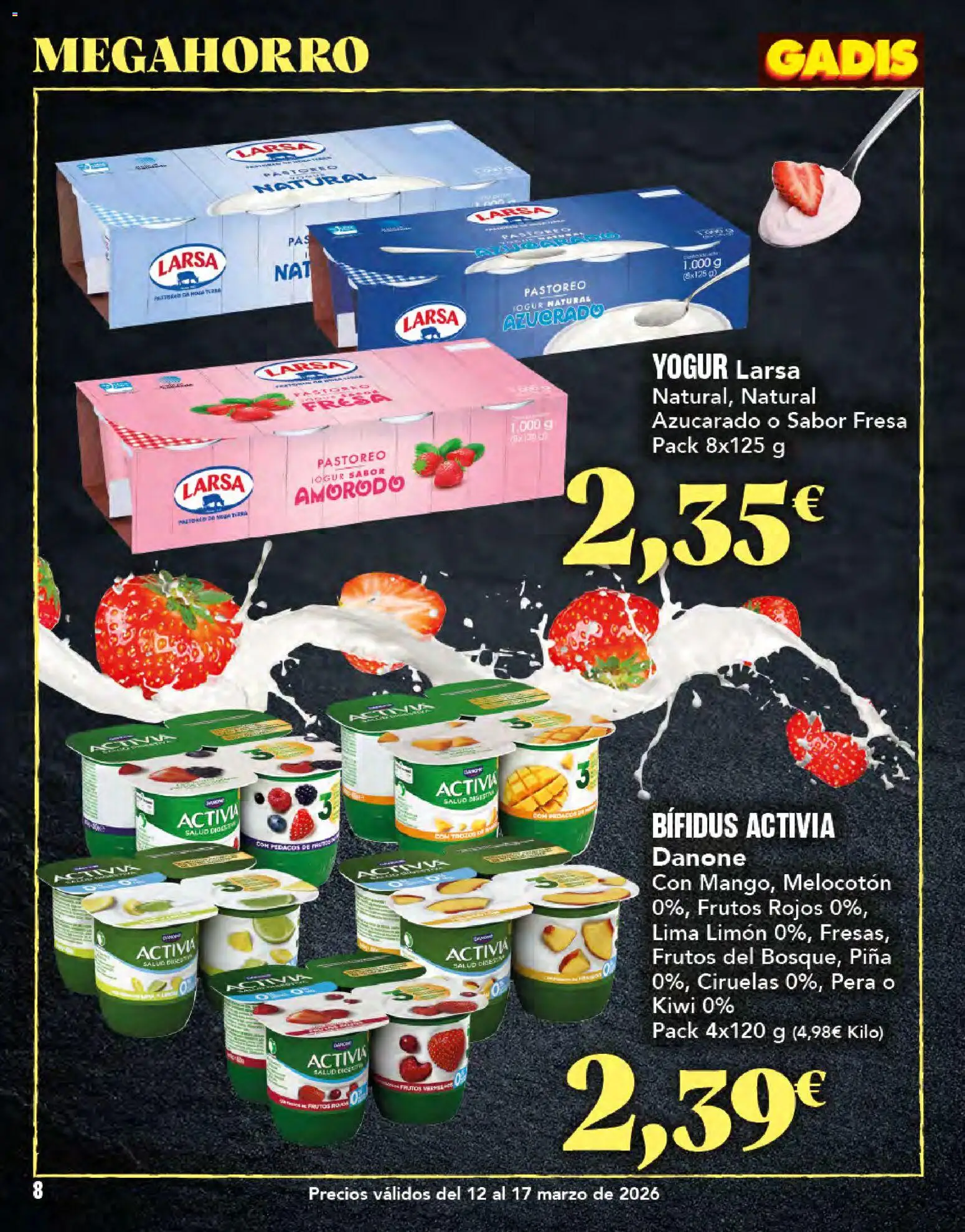 Gadis folleto │ válido desde el 12.03.2026 | Página: 8 | Productos: Lima, Yogur, Piña, Kiwi