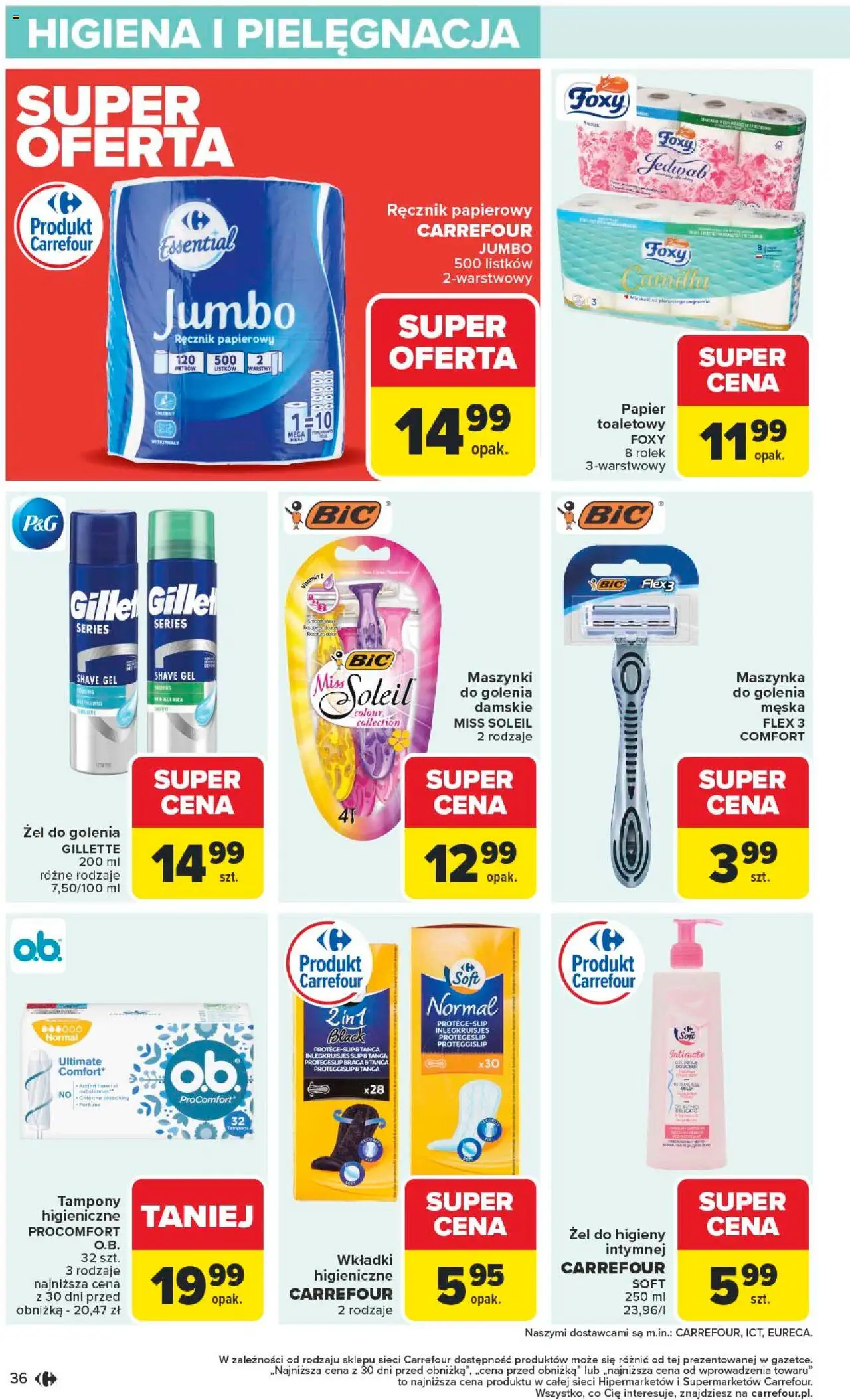 Carrefour Gazetka od 22.09.2025 | Strona: 38 | Produkty: Gillette, Papier toaletowy, Tampony, Maszynka do golenia