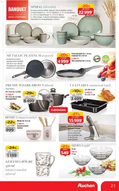 Auchan - Hipermarket márkás akciók - amely érvényes a következő dátumtól: 06.11.2025 | Oldal: 21 | Termékek: Bögre, Késtartó, Serpenyő, Müzlis tál