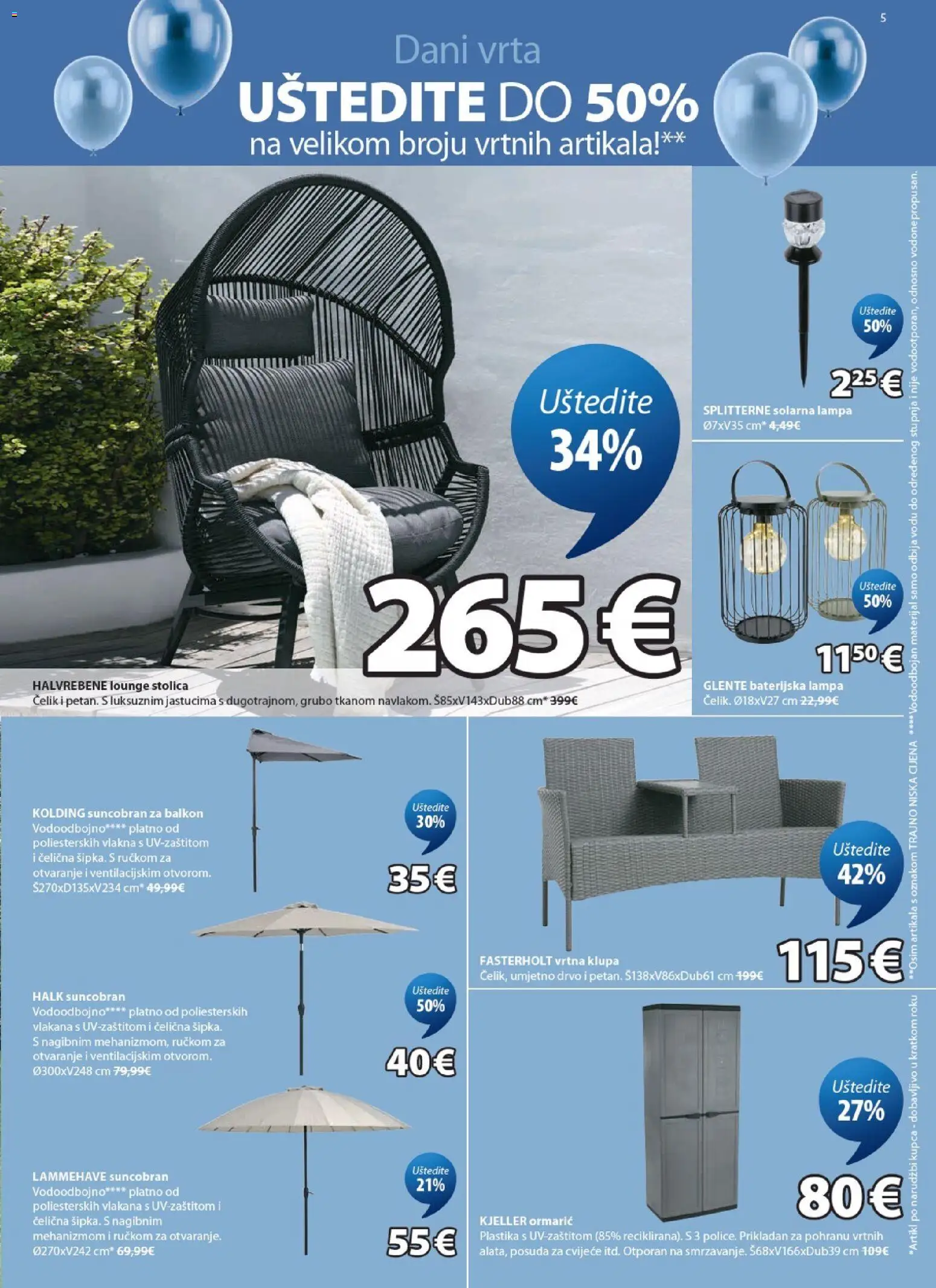 JYSK katalog | vrijedi od 22.04.2026 | Stranica: 5 | Proizvodi: Cvijeće, Stolica, Suncobran