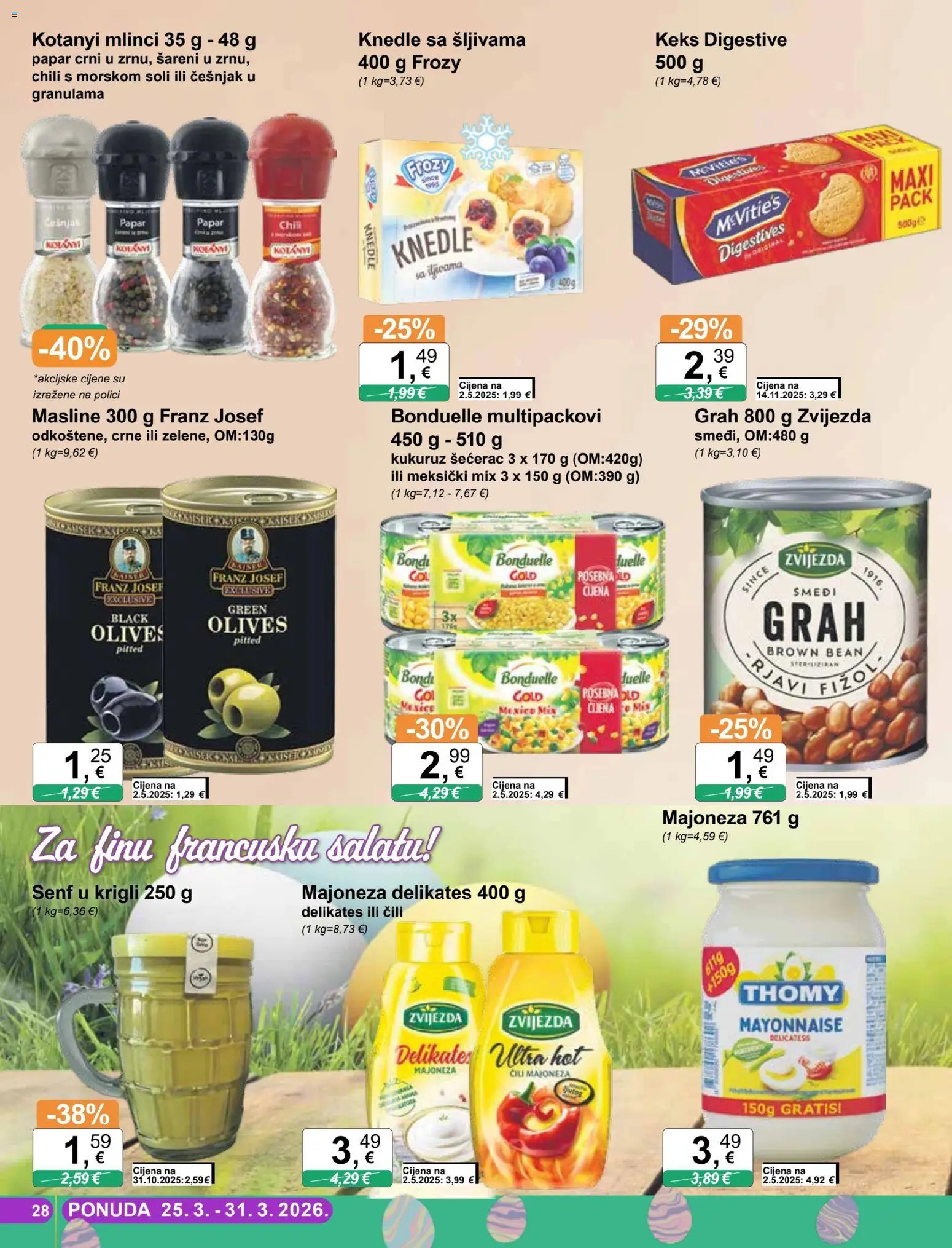 KTC katalog | vrijedi od 25.03.2026 | Stranica: 28 | Proizvodi: Masline, Mlinci, Papar, Senf