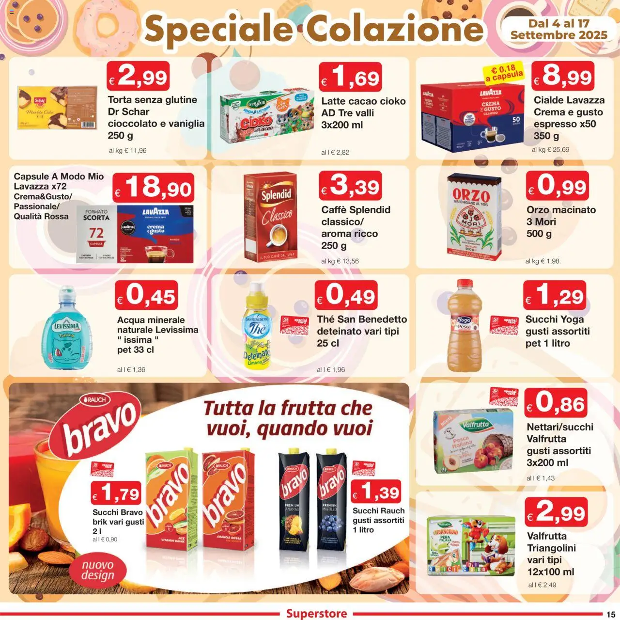 Volantino Sì con Te del 04.09.2025 | Pagina: 15 | Prodotti: Latte, Pesca, The, Lavazza