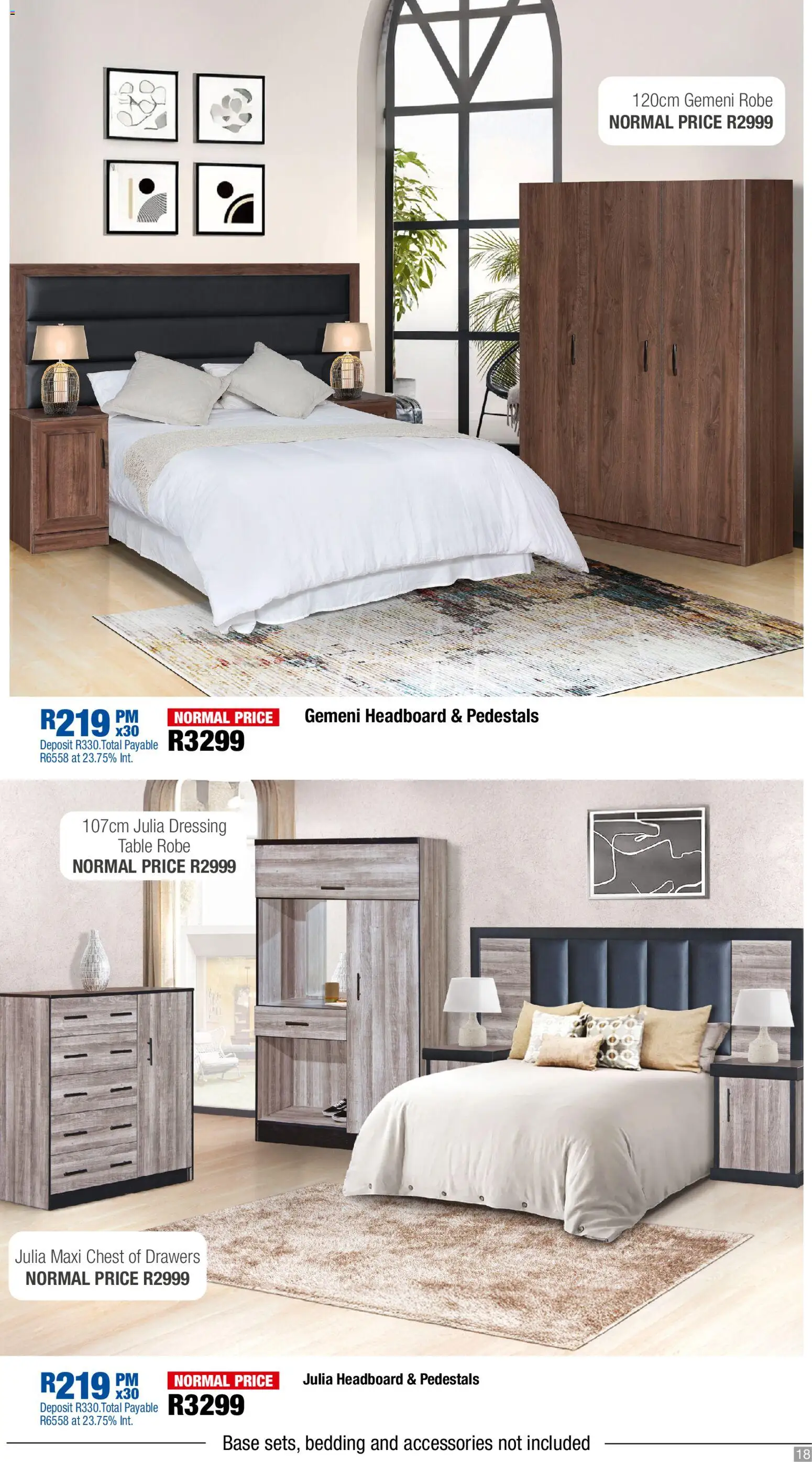 New OK Furniture catalogue – valid from 23.03.2026 | Page: 18 | Products: Headboard, Chest of drawers, Table, Dressing