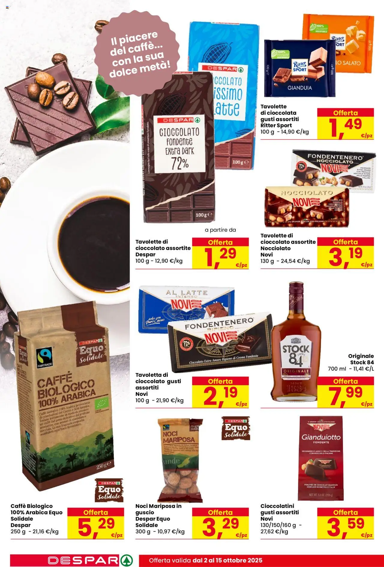 Volantino Despar del 02.10.2025 | Pagina: 14 | Prodotti: Cioccolato, Cioccolatini, Profumo, Amaro