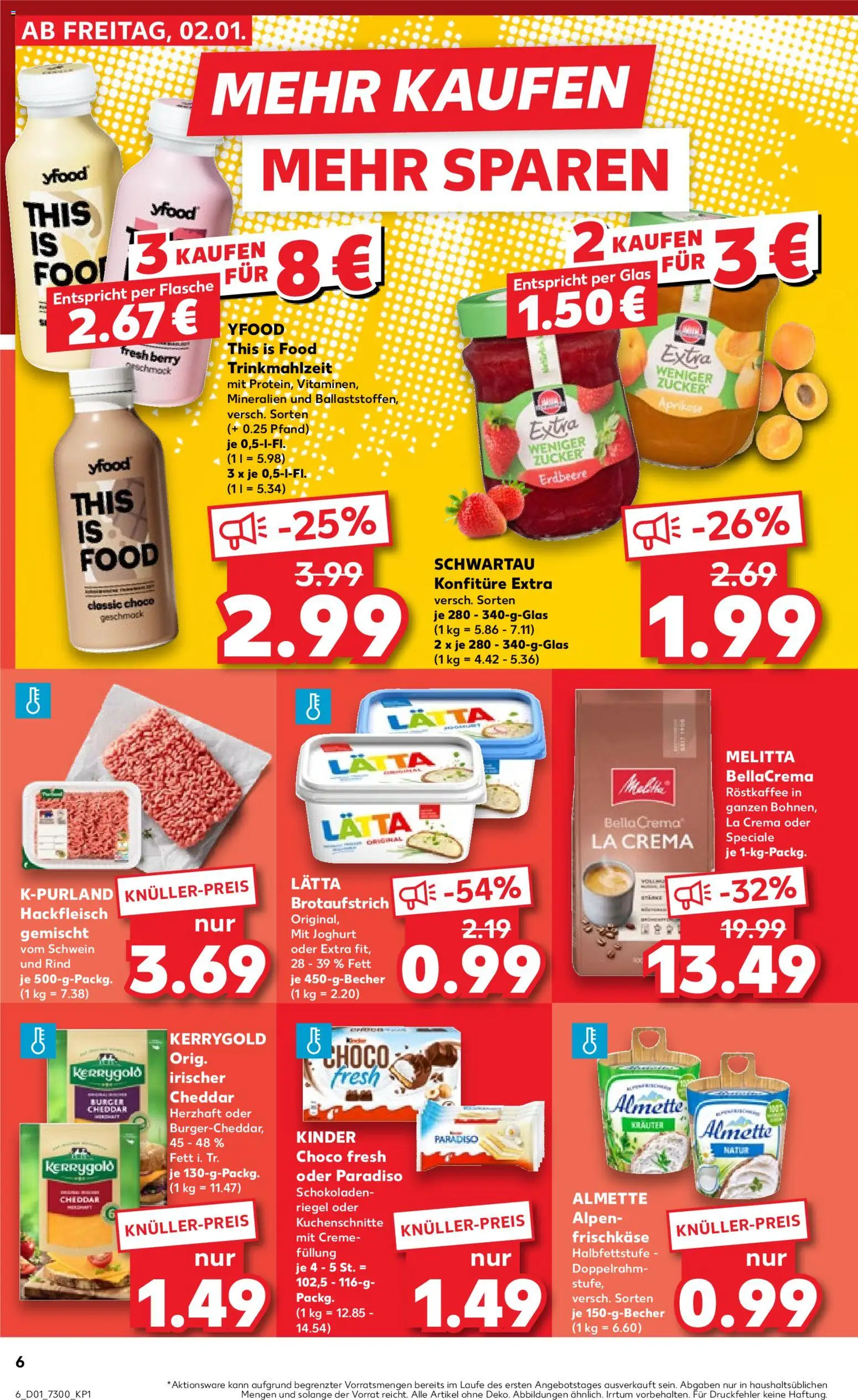 Kaufland Prospekt 	 – gültig ab 02.01.2026 | Seite: 6 | Produkte: Joghurt, YFood, Frischkase, Hackfleisch