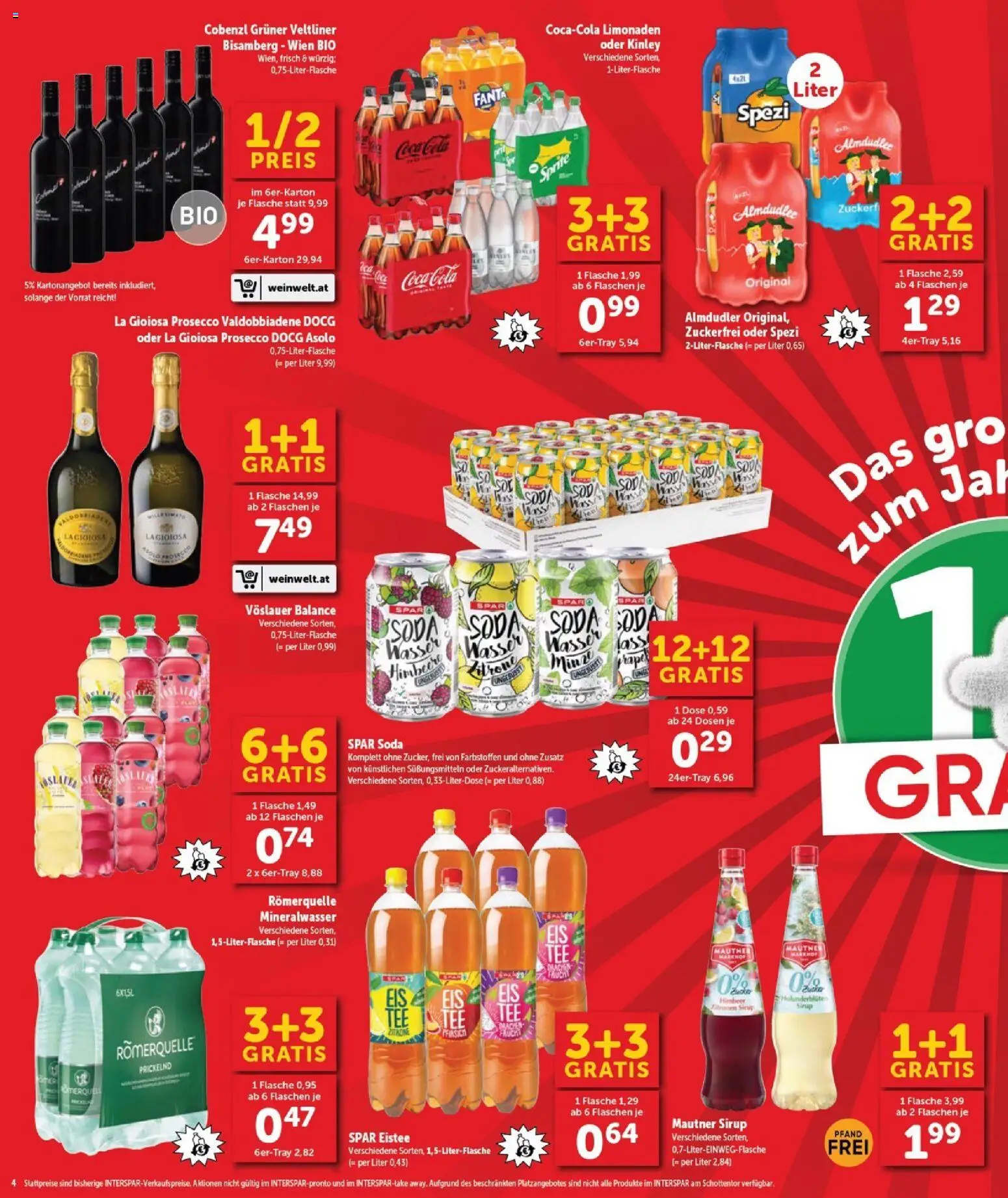 Interspar Flugblatt - Burgenland gültig ab 02.01.2026 | Seite: 4 | Produkte: Wasser, Zitrone, Himbeere
