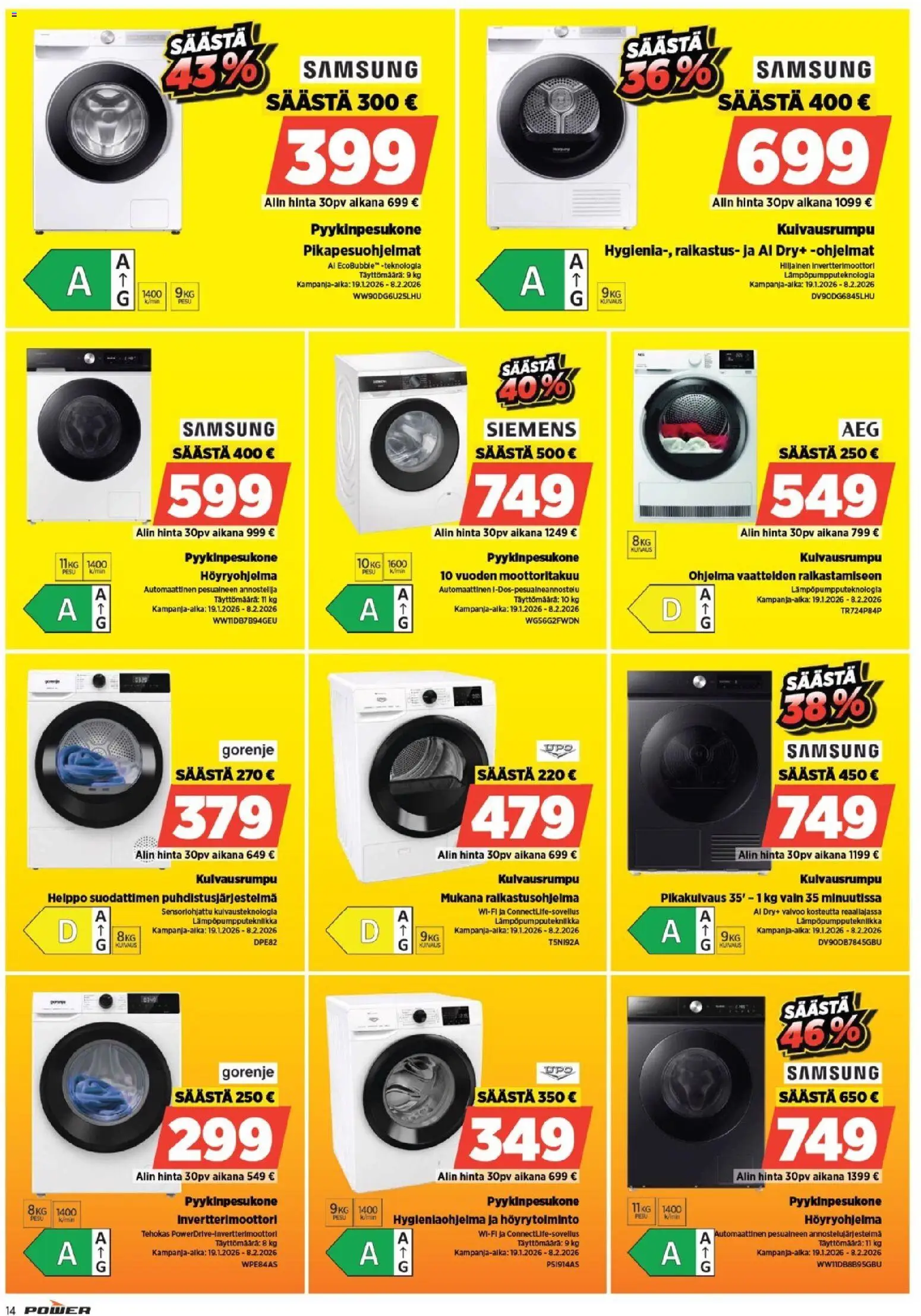 Power tarjoukset – voimassa 26.01.2026 alkaen | Sivu: 17 | Tuotteet: Kuivausrumpu