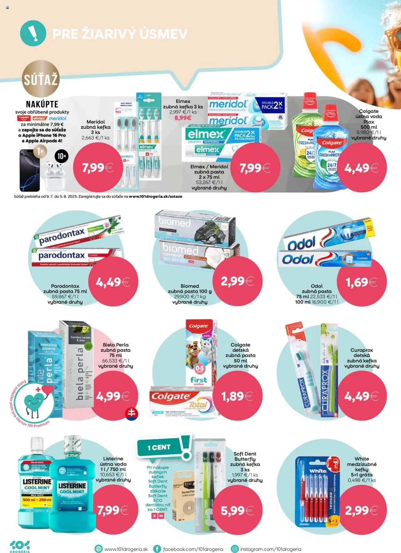 101 drogerie leták │ platný od 23.07.2025 | Strana: 8 | Produkty: Zubná kefka, Airpods, Zubná pasta, Voda