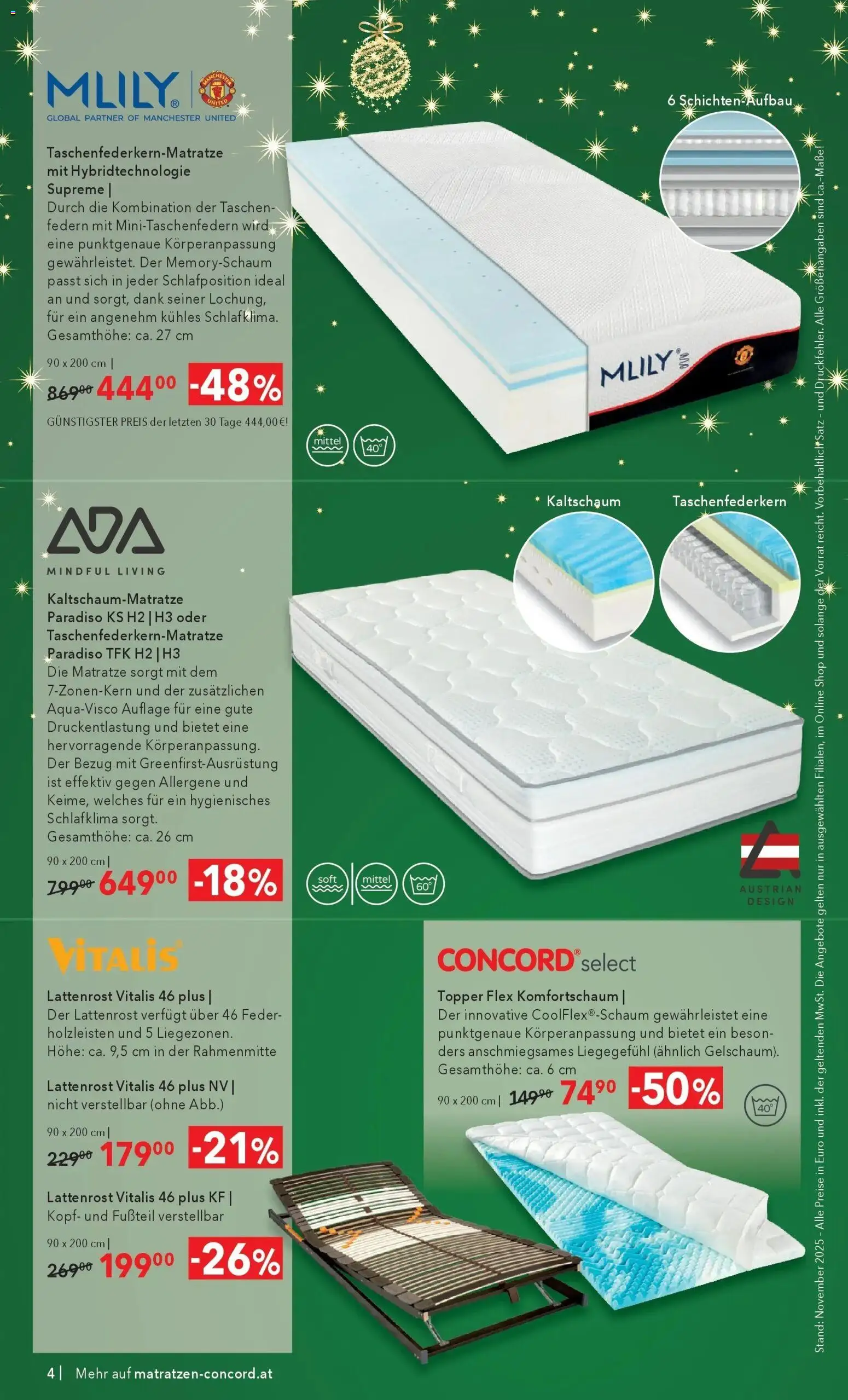 Matratzen Concord Flugblatt gültig ab 26.11.2025 | Seite: 4 | Produkte: Matratze, Lattenrost