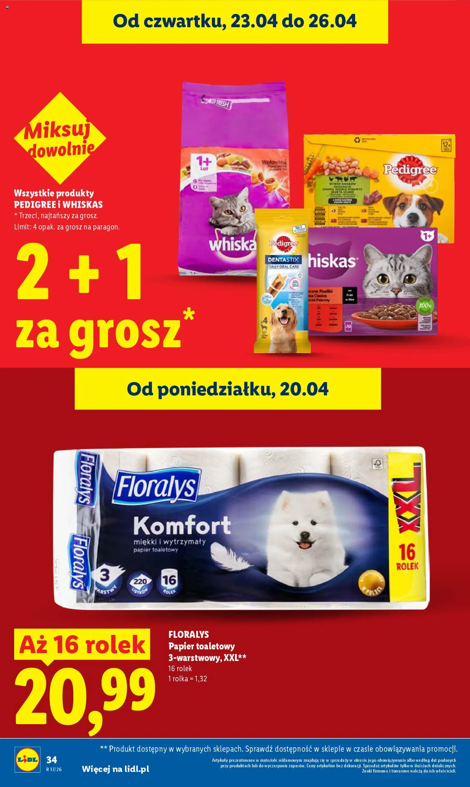 Lidl Polsko leták od 23.04.2026 | Strana: 34 | Produkty: Whiskas, Pedigree