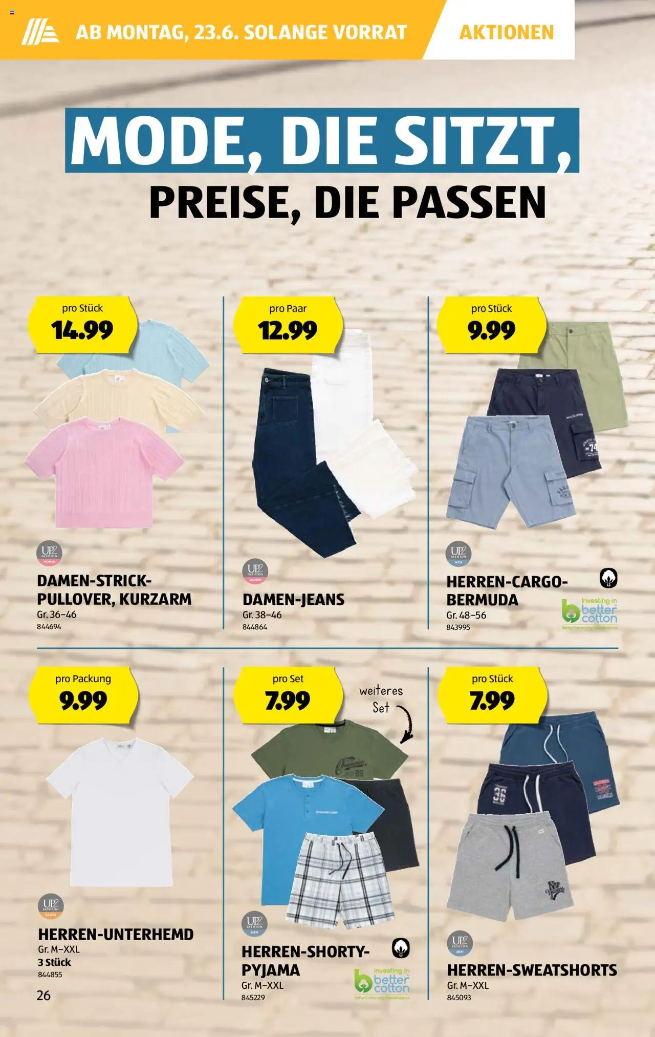 Aldi Aktionen ab 19.06.2025 | Seite: 26 | Produkte: Pyjama, Bermuda