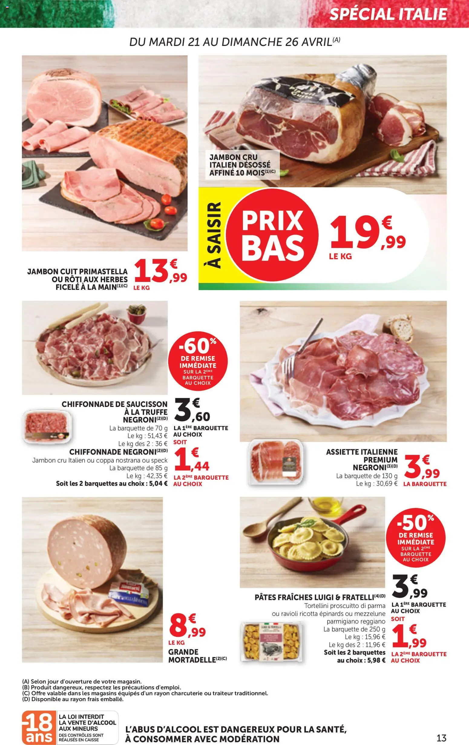 {H1} | Page: 13 | Produits: Saucisson, Jambon Cru, Jambon, Ricotta