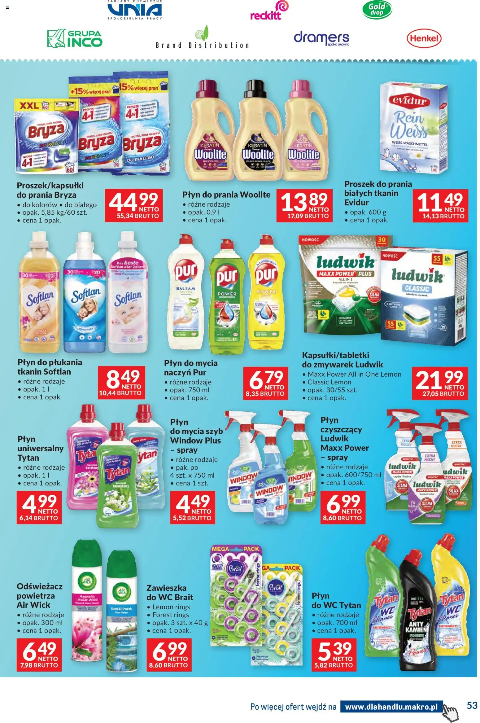 Makro Gazetka - Dystrybucja do sklepów od 20.01.2026 | Strona: 53 | Produkty: Odświeżacz, Płyn do mycia szyb, Cleaner, Proszek do prania