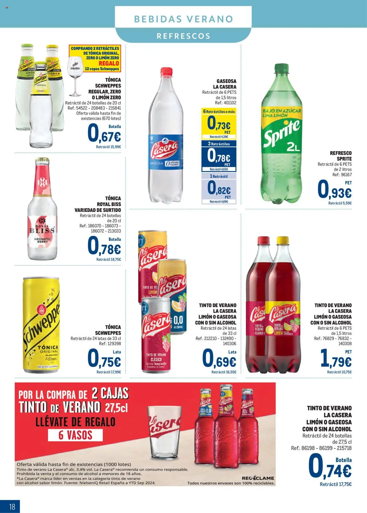 Makro - Bebidas Especial Verano Centro │ válido desde el 04.08.2025 | Página: 18 | Productos: Vasos, Πρίζες, Gaseosa