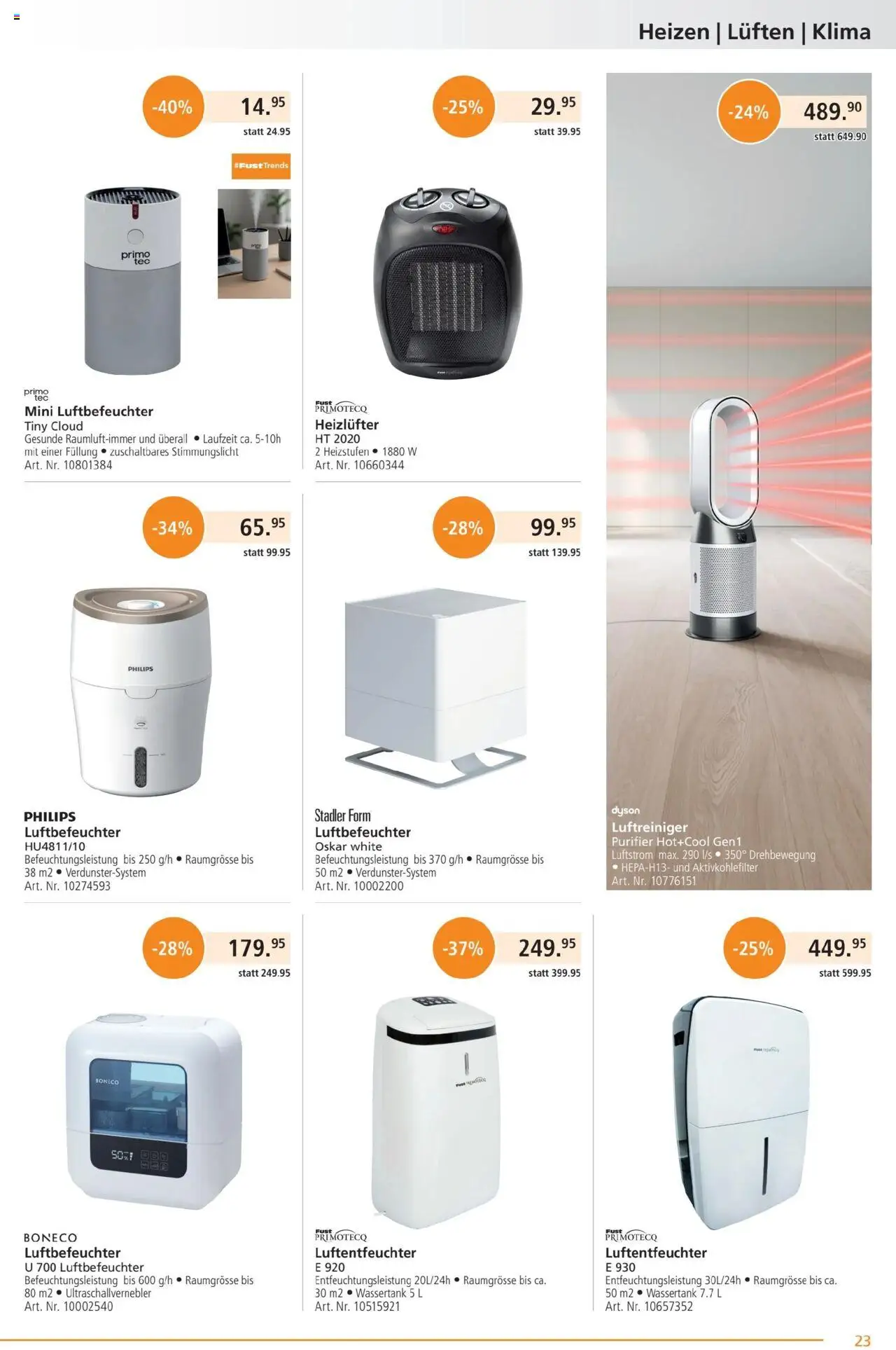 Fust Aktionen – gültig ab 22.09.2025 | Seite: 23 | Produkte: Philips, Luftreiniger, Dyson