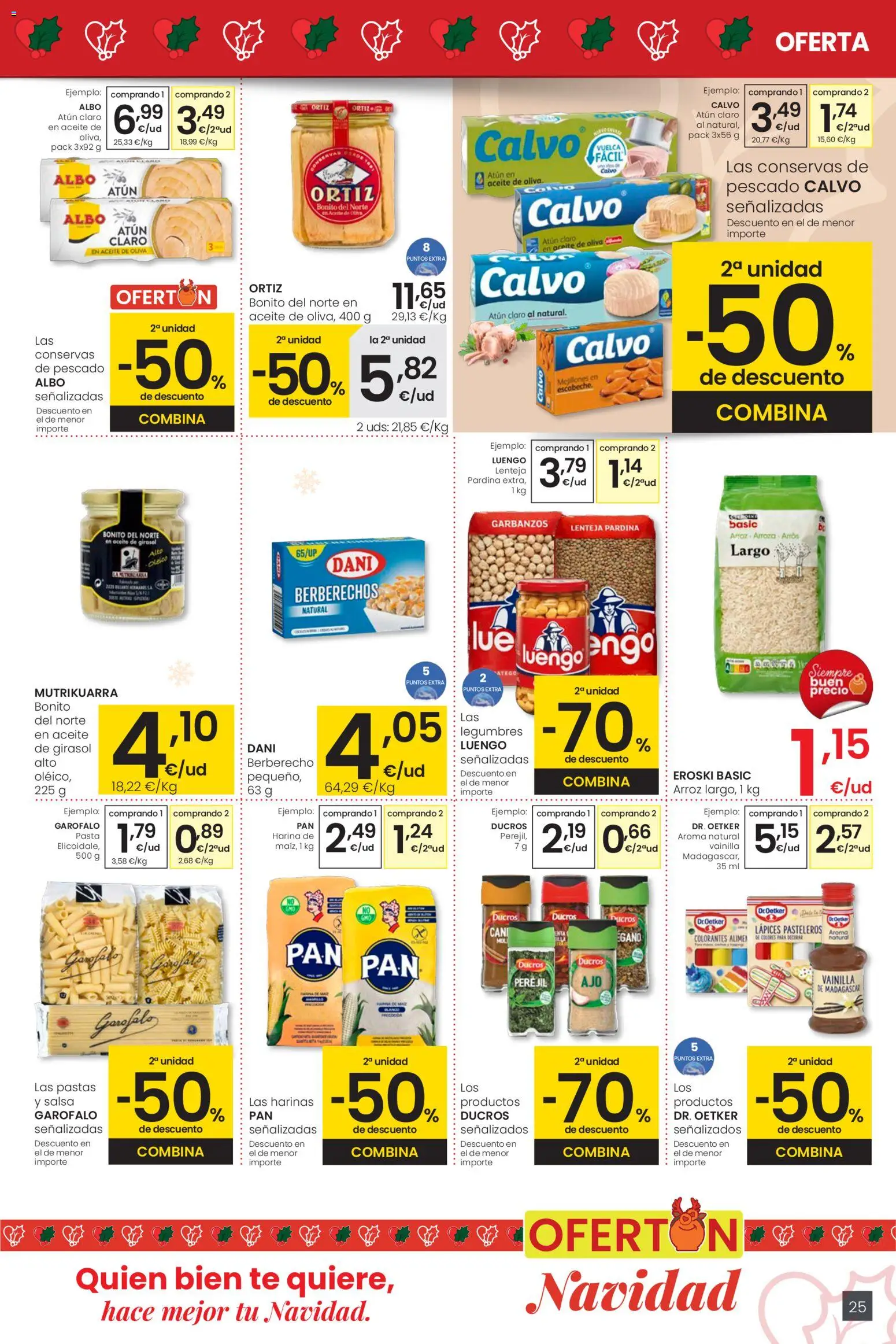 Eroski - Ofertón Navidad  │ válido desde el 27.11.2025 | Página: 25 | Productos: Berberechos, Aceite, Té, Aceite de girasol