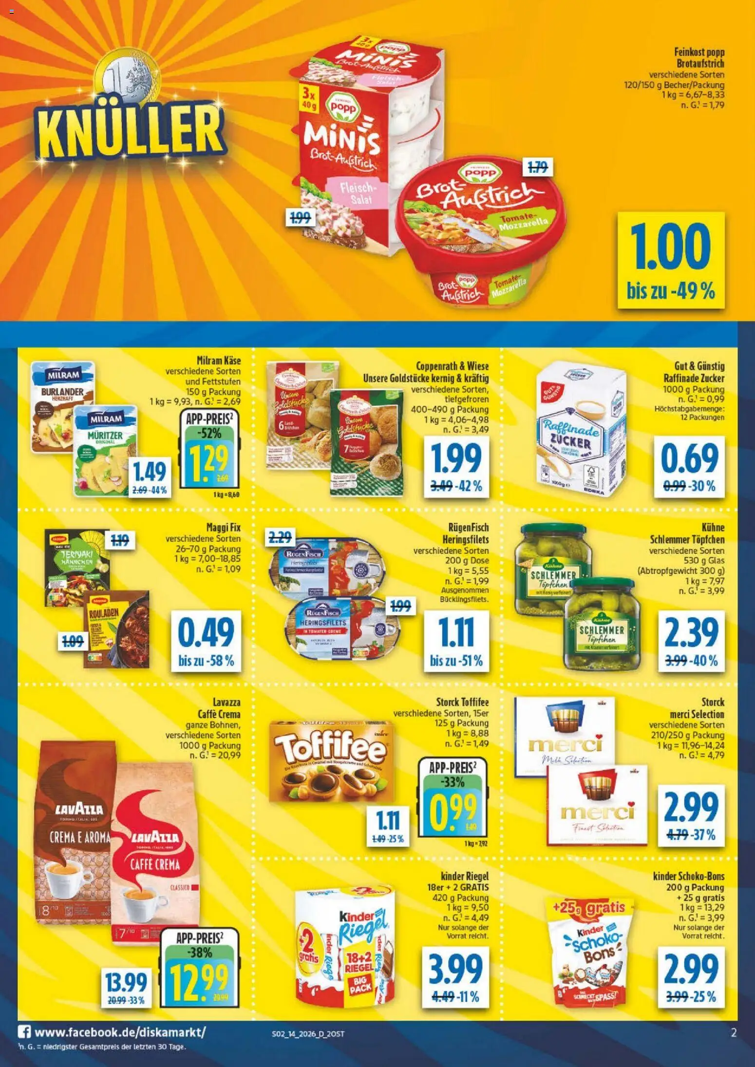 Diska - Diska Angebote Sachsen-Thüringen KW14 – gültig ab 30.03.2026 | Seite: 2 | Produkte: Mozzarella, Tomaten, Fisch, Zucker