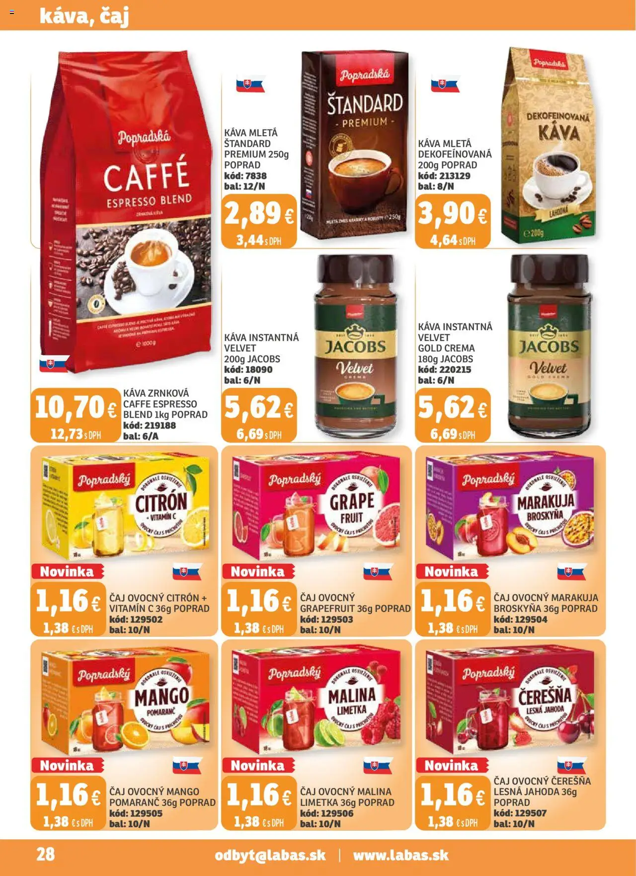 Labaš magazín │ platný od 25.07.2025 | Strana: 28 | Produkty: Limetka, Popradská káva, Čaj, Mango