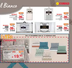 Anteprima del volantino LINEA BIANCHERIA DA LETTO CONAD, un esempio: lenzuolo piano, colori assortiti, 100% cotone, 240 x 280 cm valido a partire dal 27.12.2025 | Pagina: 25