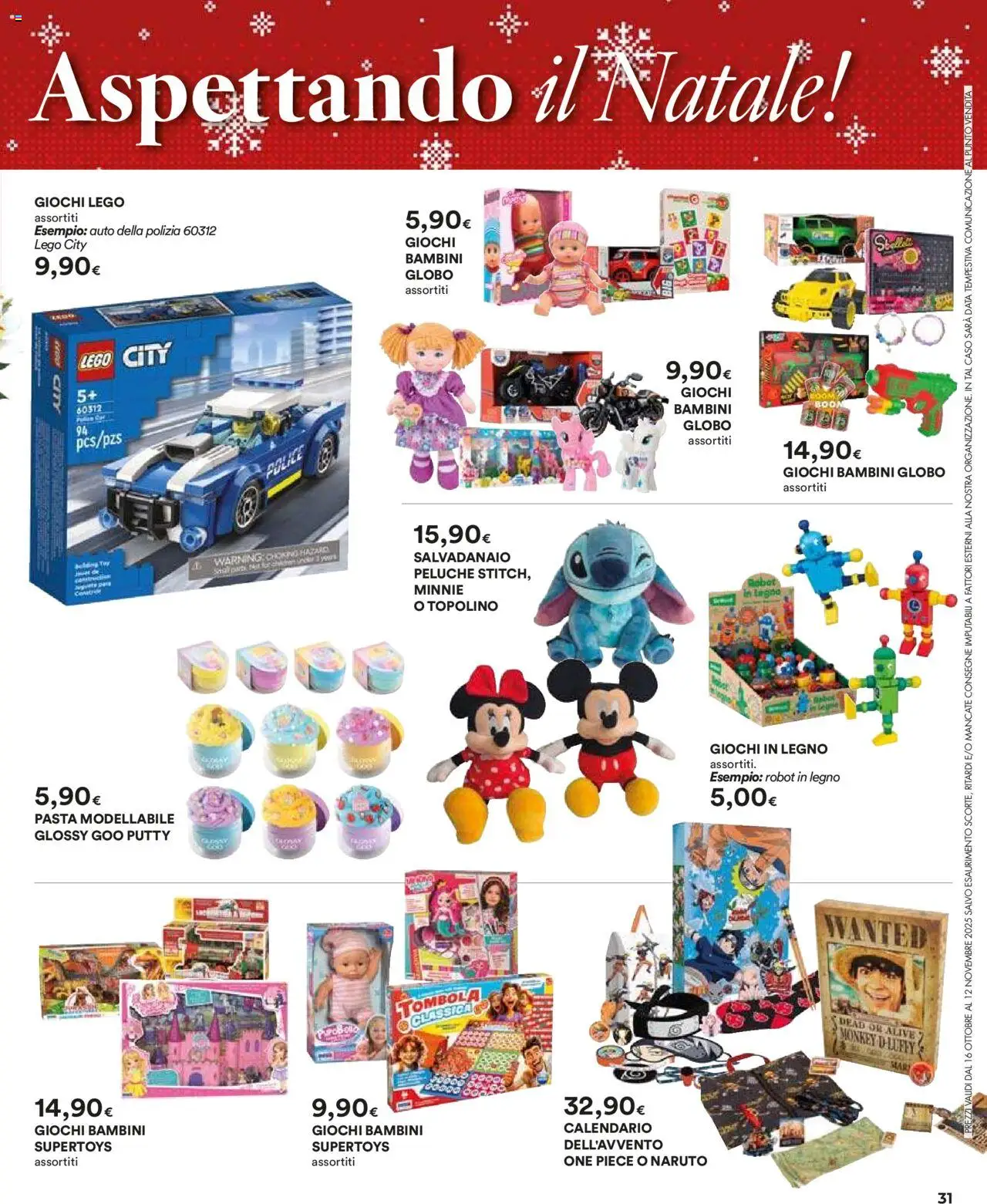 Volantino Ipercoop del 16.10.2025 | Pagina: 31 | Prodotti: Peluche, Pasta, Data, Robot