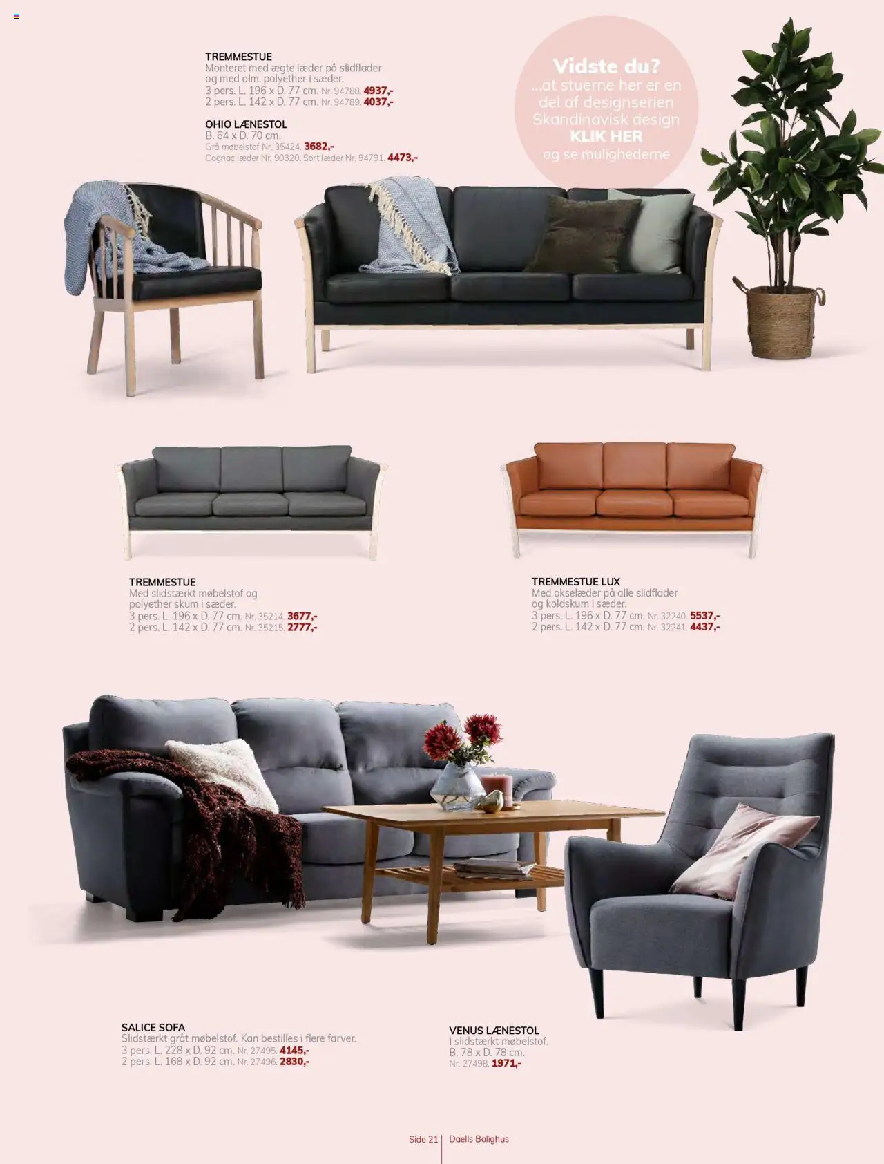 Daells Bolighus tilbudsavis – gyldig fra 14.08.2025 | Side: 21 | Produkter: Sofa, Lænestol
