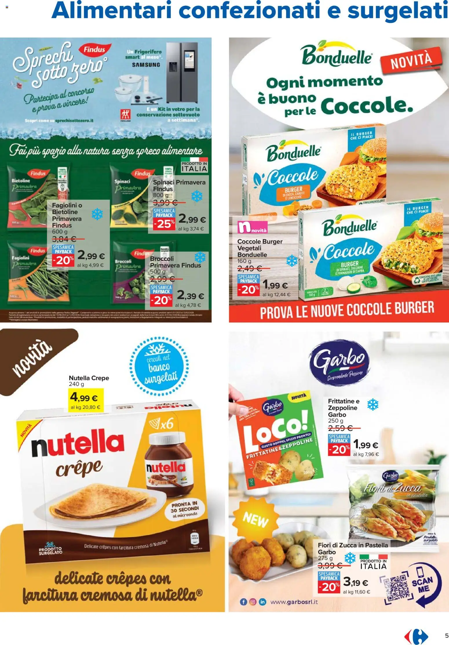 Volantino Carrefour del 27.11.2025 | Pagina: 5 | Prodotti: Spinaci, Zucca, Frigorifero, Fagiolini