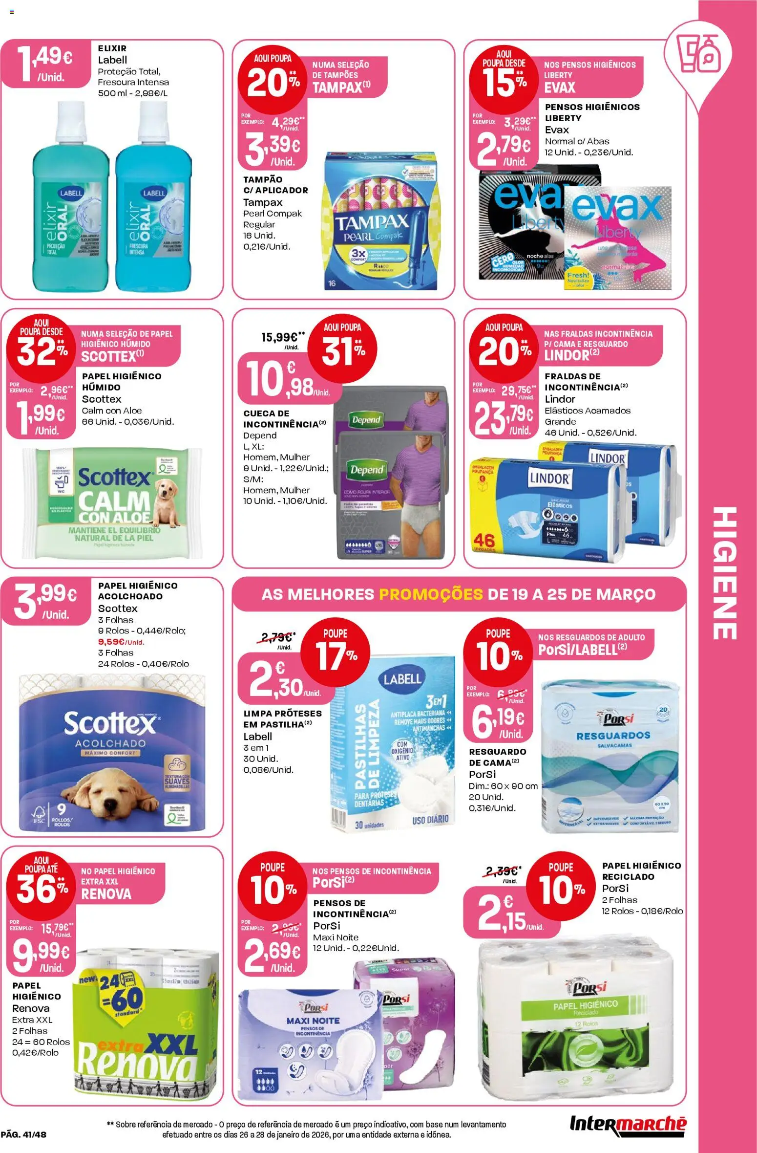 Intermarché folheto │ válido de 19.03.2026 | Página: 41 | Produtos: Roupa interior, Papel higiénico, Pensos higiénicos, Base