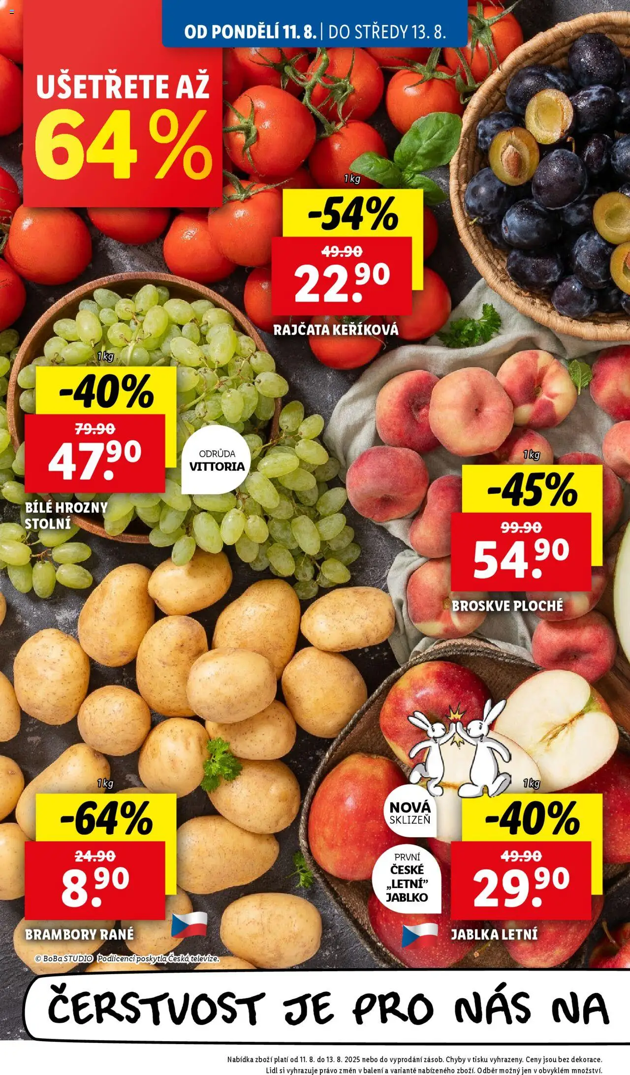 Lidl leták od 11.08.2025 | Strana: 10 | Produkty: Jablka, Rajčata, Broskve, Hrozny