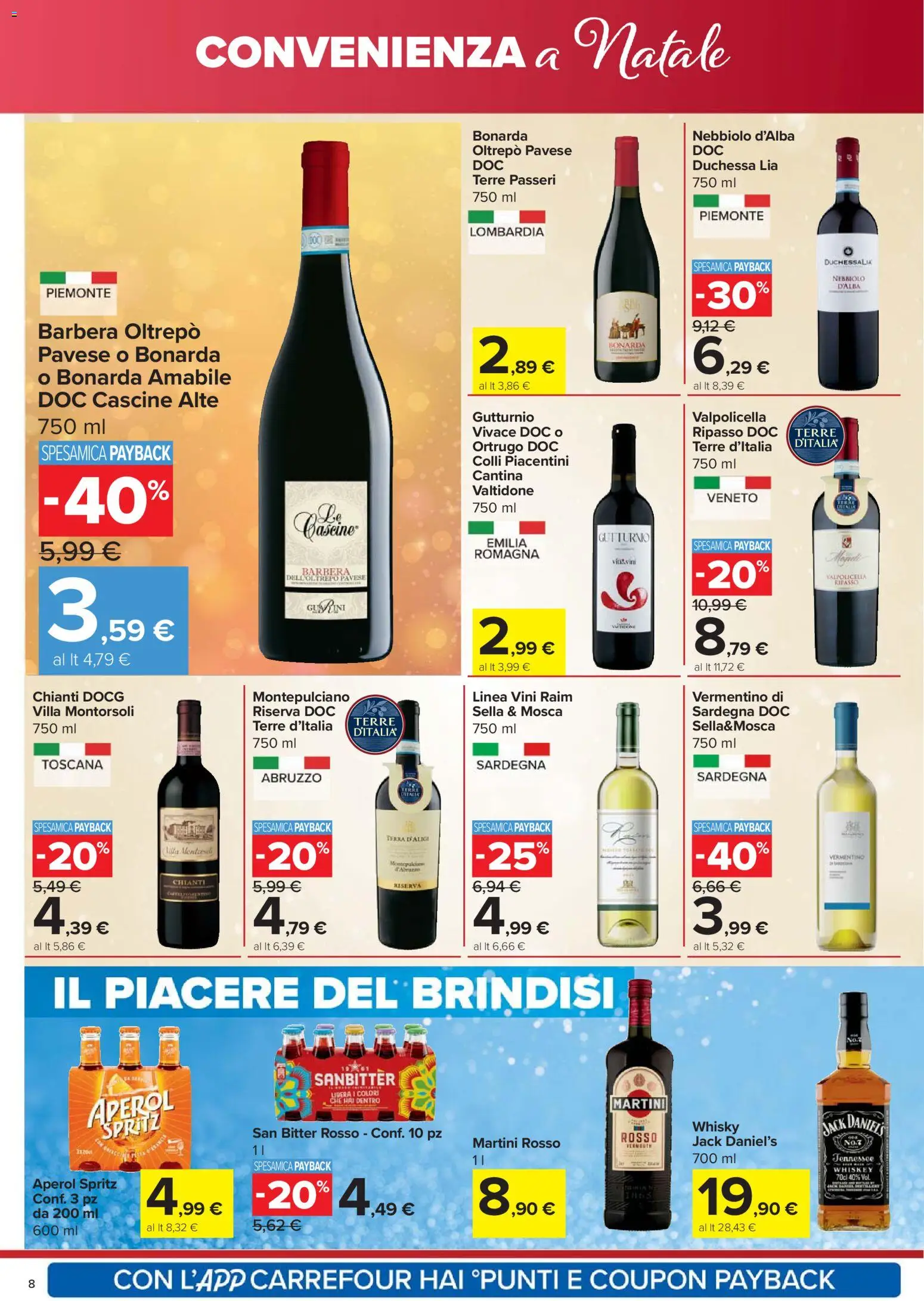 Volantino Carrefour del 18.12.2025 | Pagina: 8 | Prodotti: Whisky, Aperol, Terra