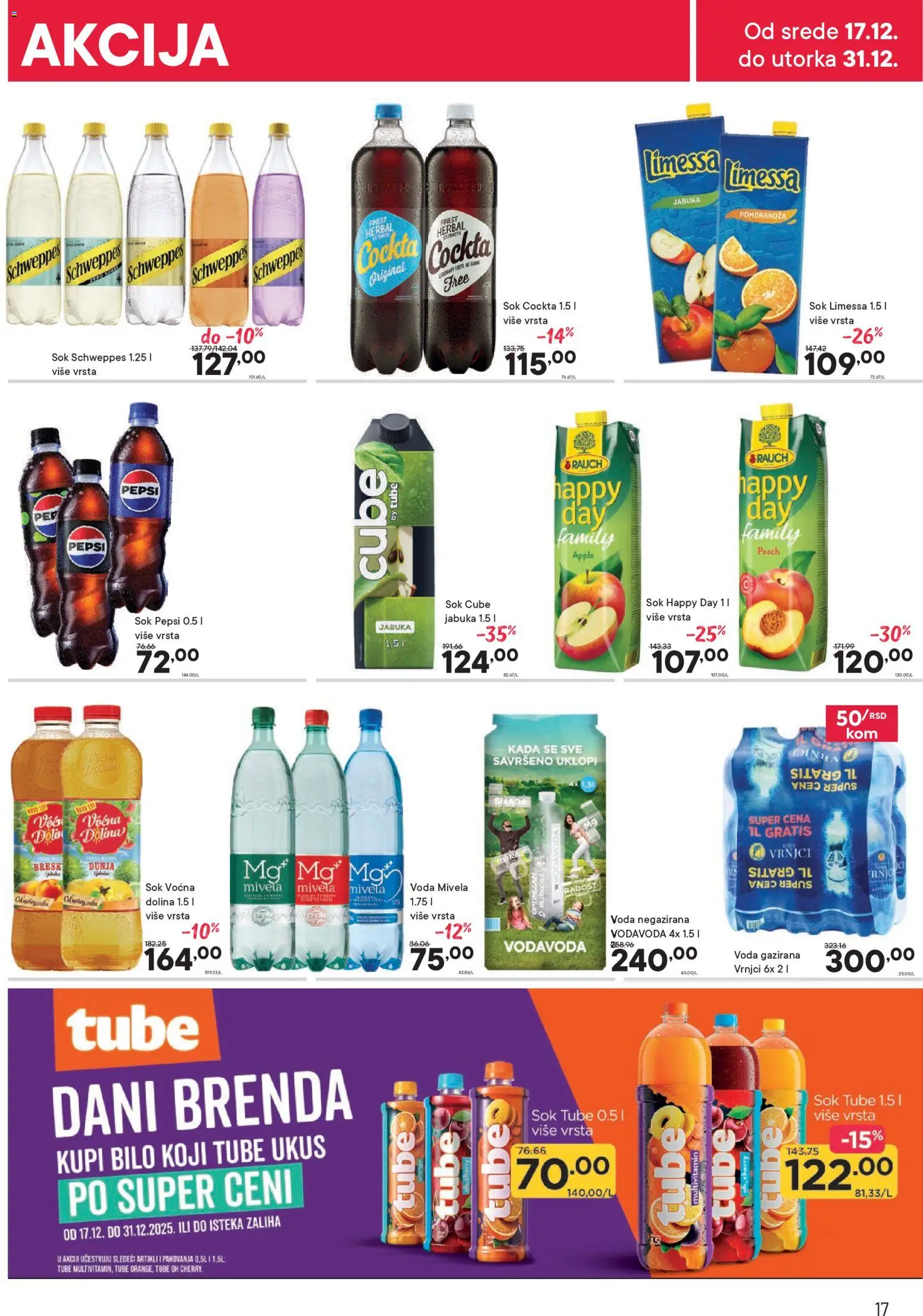 PerSu katalog - važi od 17.12.2025 | Strana: 17 | Proizvode: Schweppes, Voda, Sok, Pepsi