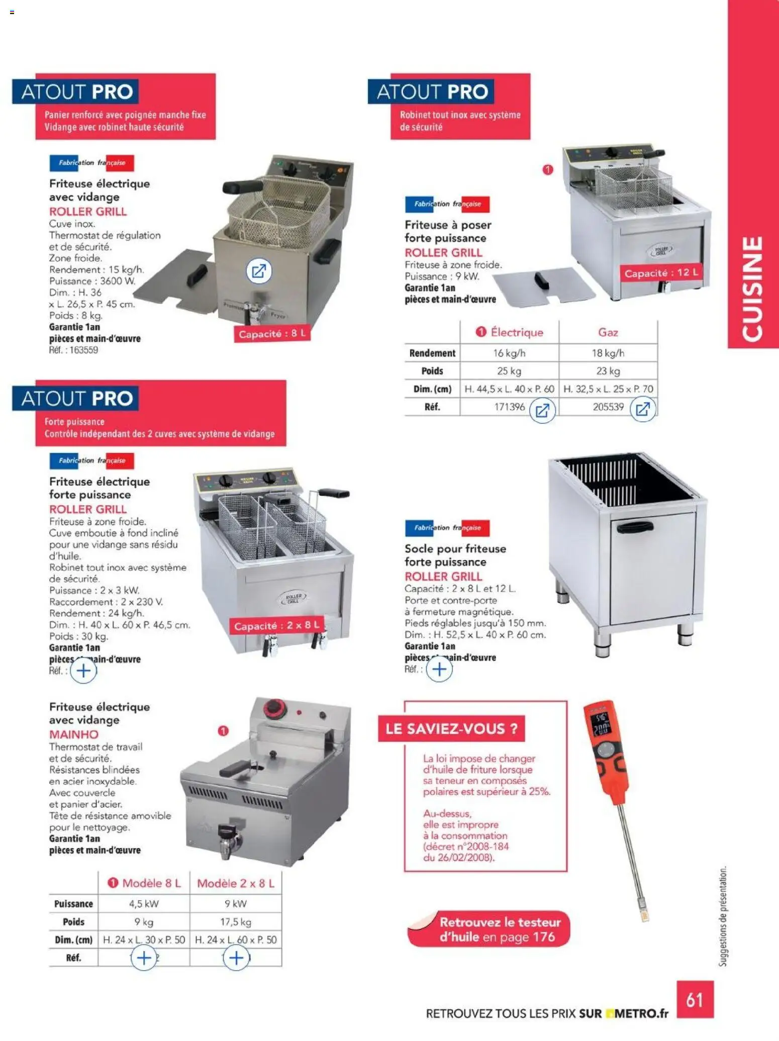 {H1} | Page: 61 | Produits: Robinet, Friteuse, Porte, Panier