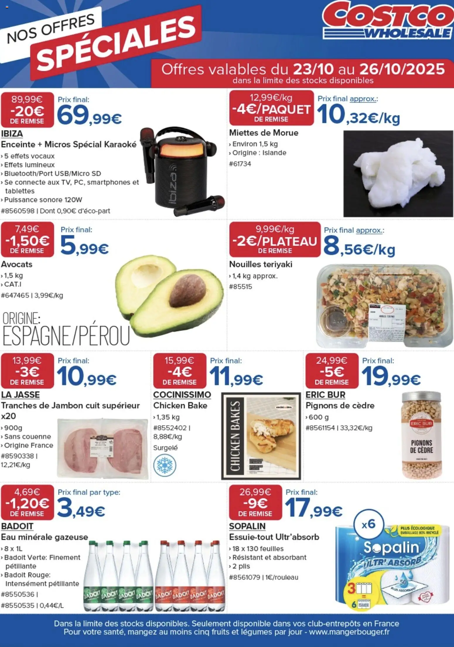 {H1} | Page: 1 | Produits: Badoit, Enceinte, Jambon, Nouilles
