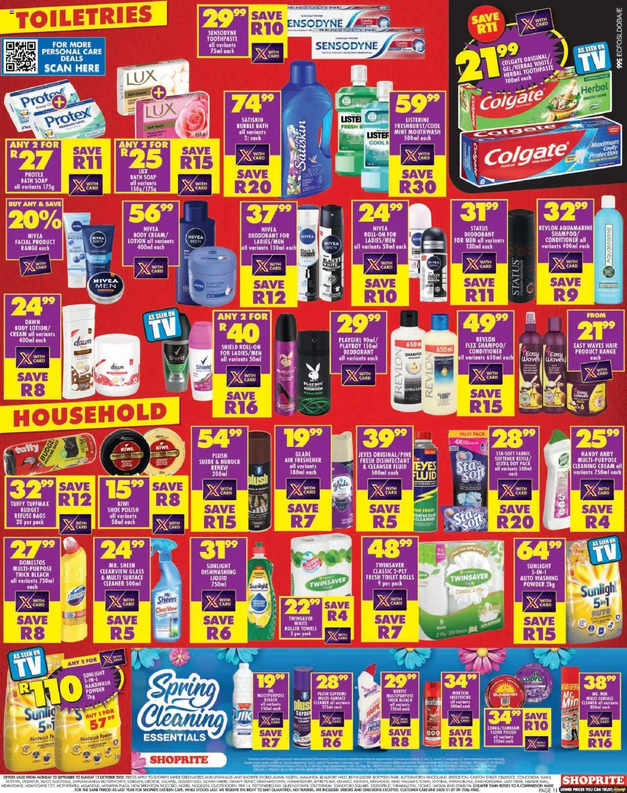 New Shoprite catalogue – valid from 22.09.2025 | Page: 11 | Products: Handwash, Bath, Cream, Deodorant