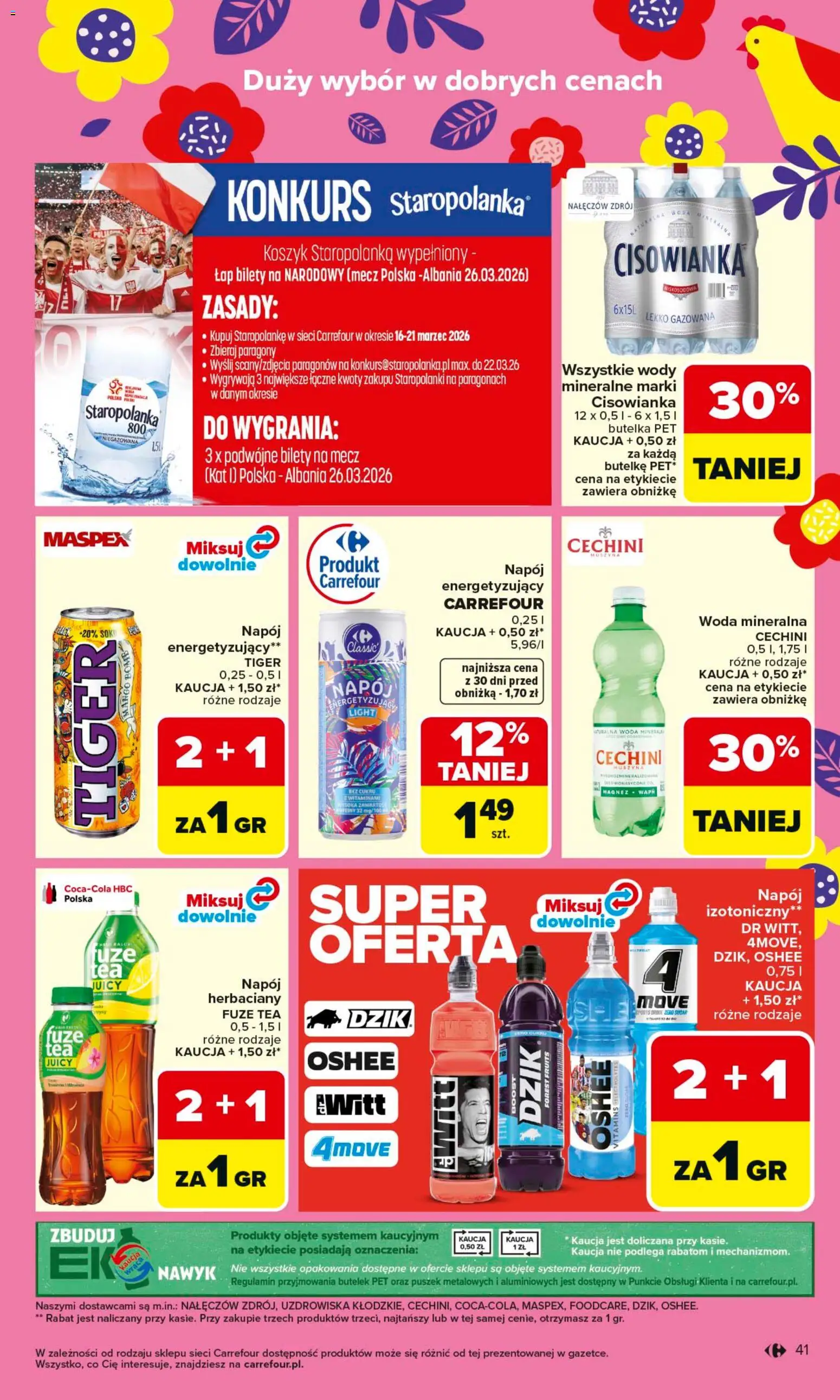 Carrefour gazetka od 16.03.2026 | Strona: 43 | Produkty: Cechini muszyna, Sok, Woda