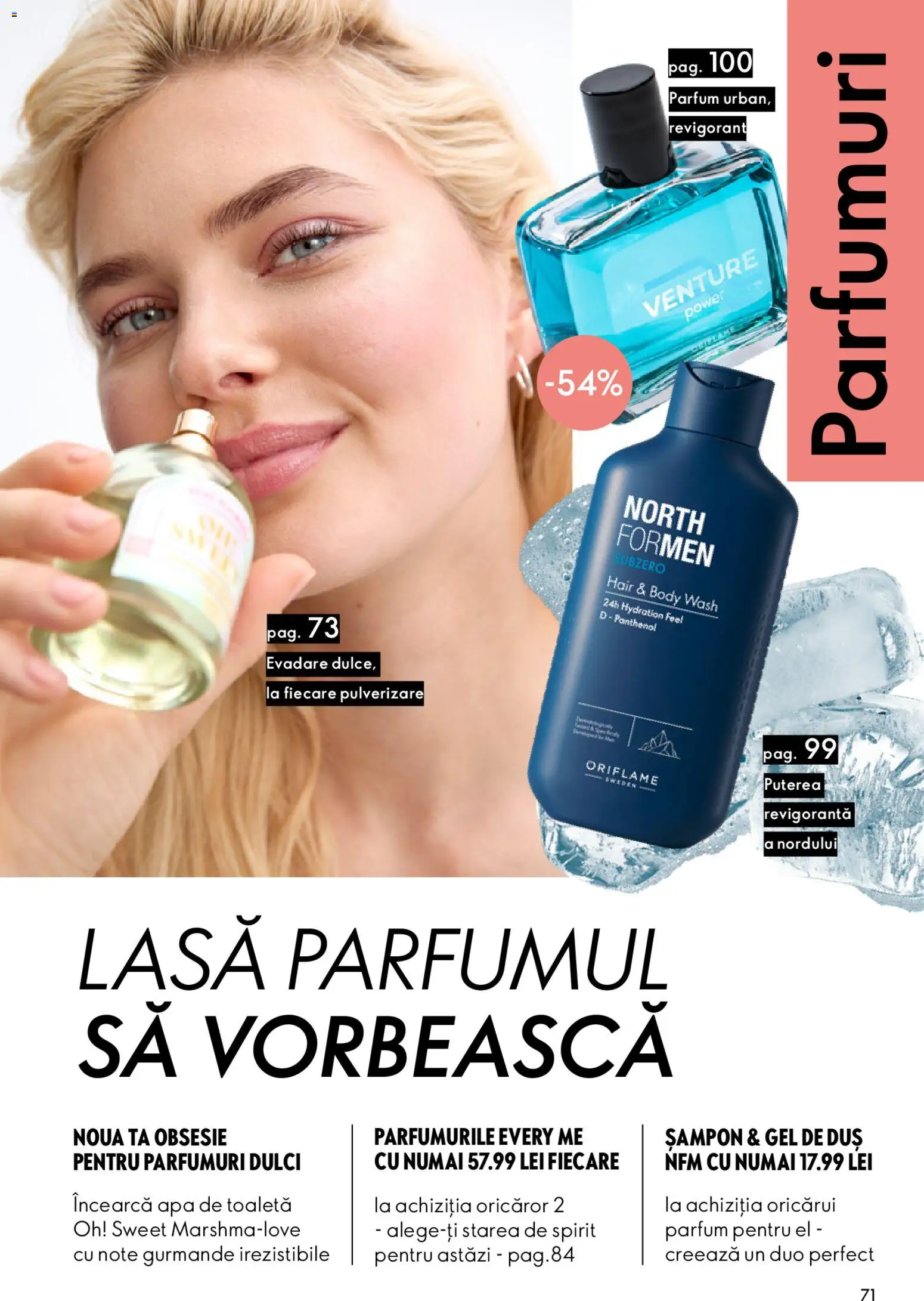 Noul catalog Oriflame – valabil de la 11.02.2026 | Pagină: 71 | Produse: Body, Parfum, Apă de toaletă, Gel de duș