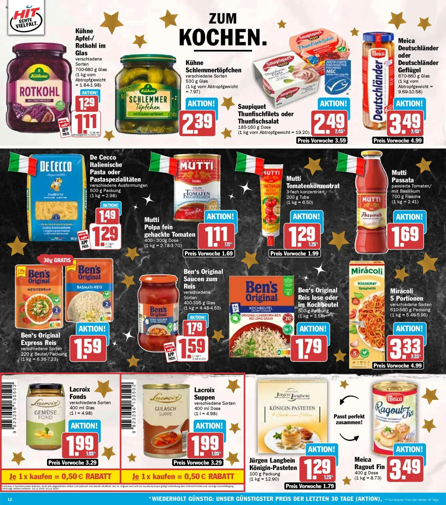 HIT Prospekt Baden-Württemberg	 – gültig ab 15.12.2025 | Seite: 12 | Produkte: Rotkohl, Tomaten, Gulasch, Salat
