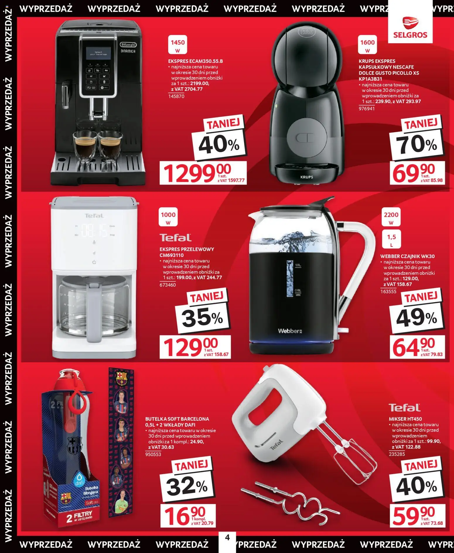 Selgros cash&carry Gazetka - Świąteczna Wyprzedaż od 08.01.2026 | Strona: 4 | Produkty: Nescafe, Czajnik, Mikser, Dolce Gusto