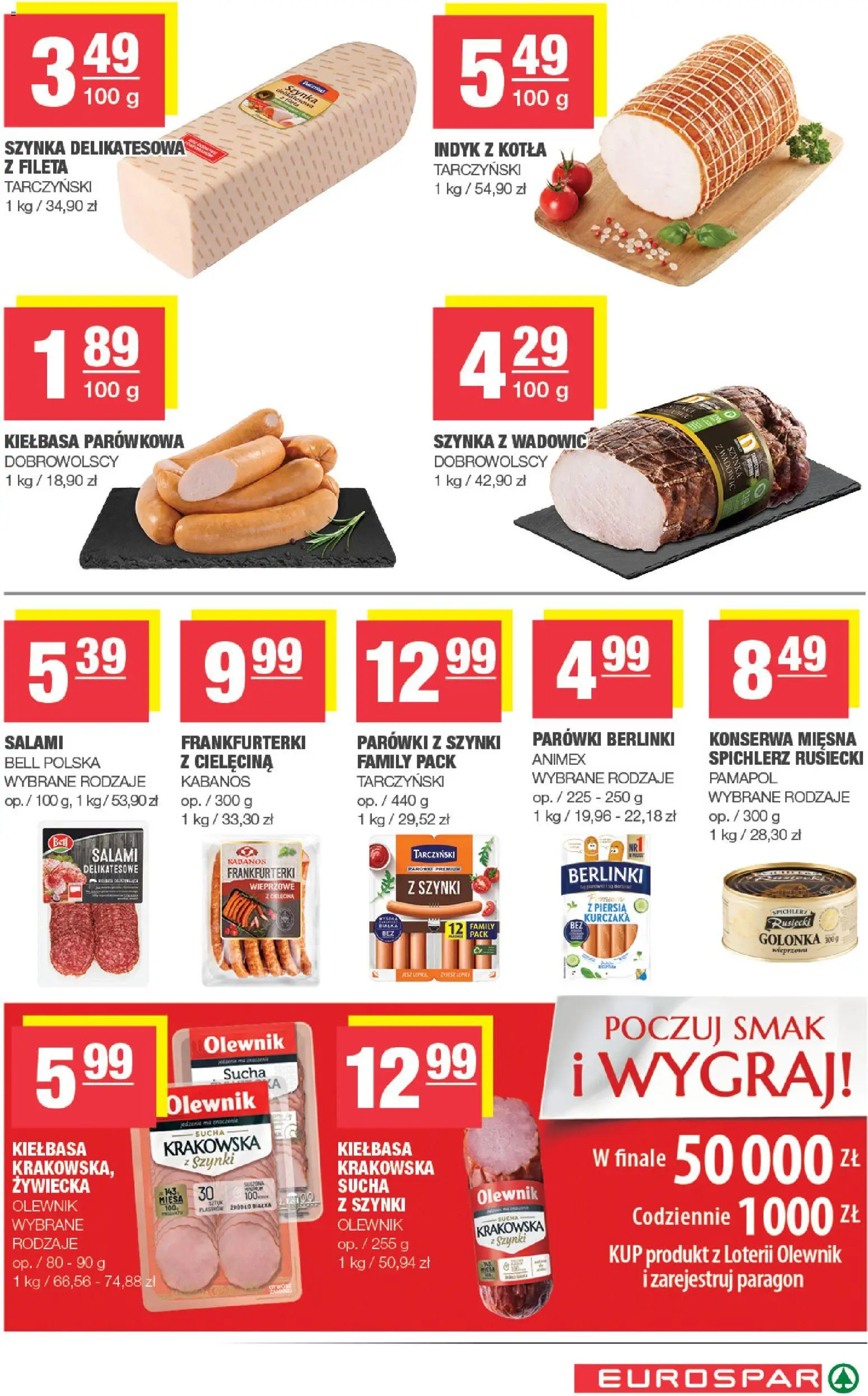Spar gazetka - Eurospar od 16.03.2026 | Strona: 7 | Produkty: Parówki z szynki, Parówki, Szynka, Kiełbasa krakowska
