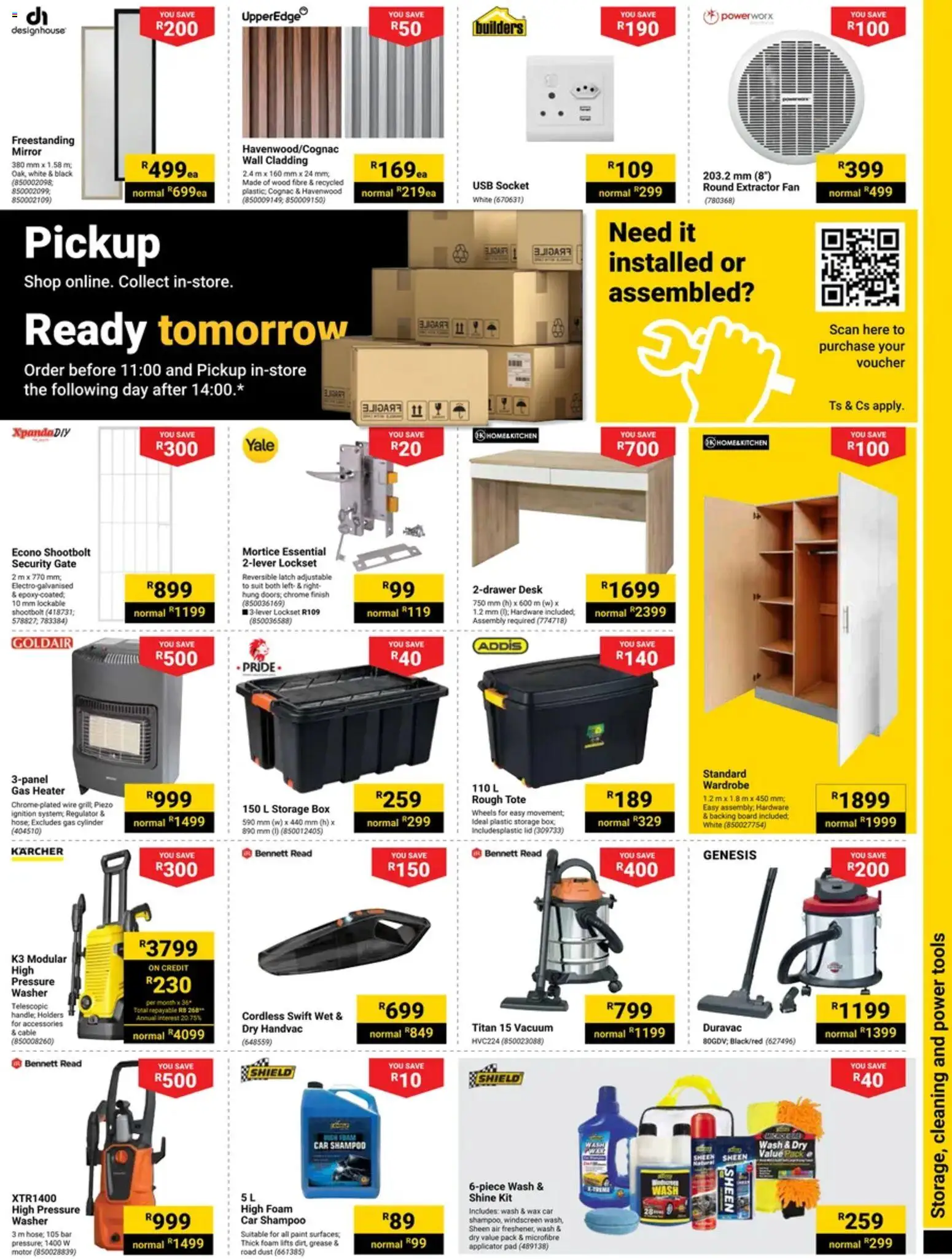 New Builders catalogue – valid from 23.04.2026 | Page: 3 | Products: Cable, Mirror, Gate, Shampoo