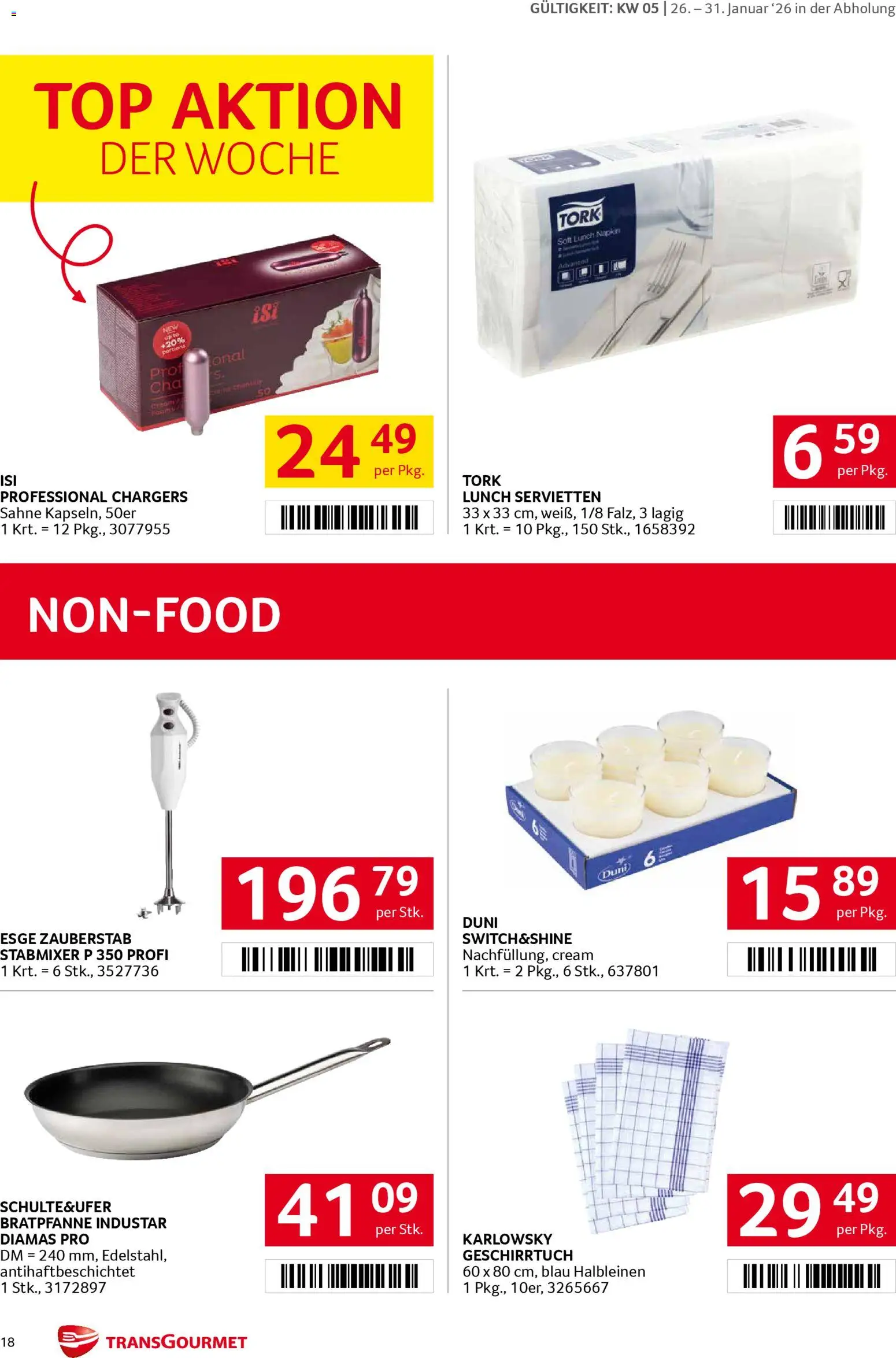 Transgourmet Flugblatt gültig ab 26.01.2026 | Seite: 18 | Produkte: Sahne