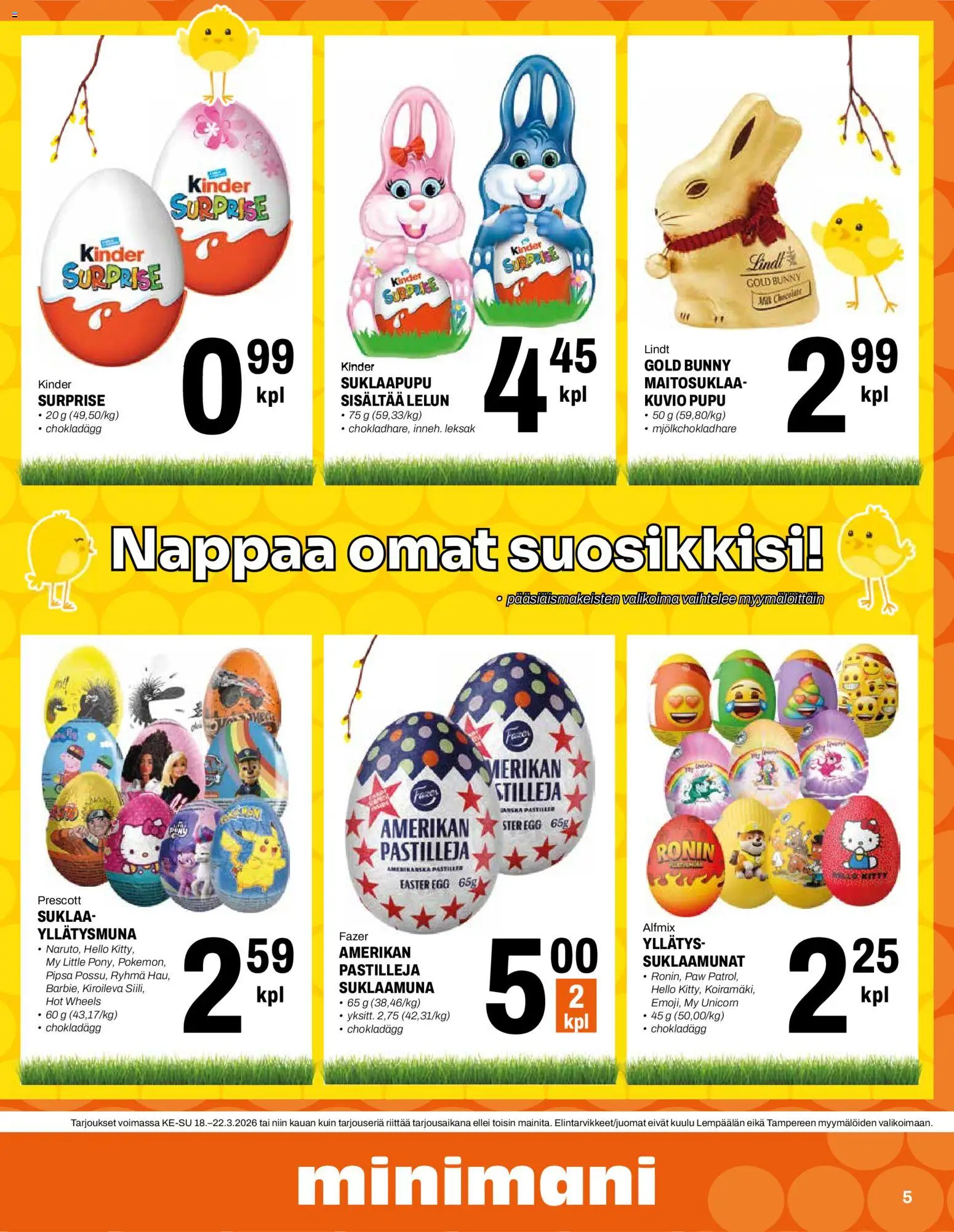 Minimani tarjoukset – voimassa 18.03.2026 alkaen | Sivu: 5 | Tuotteet: Suklaa
