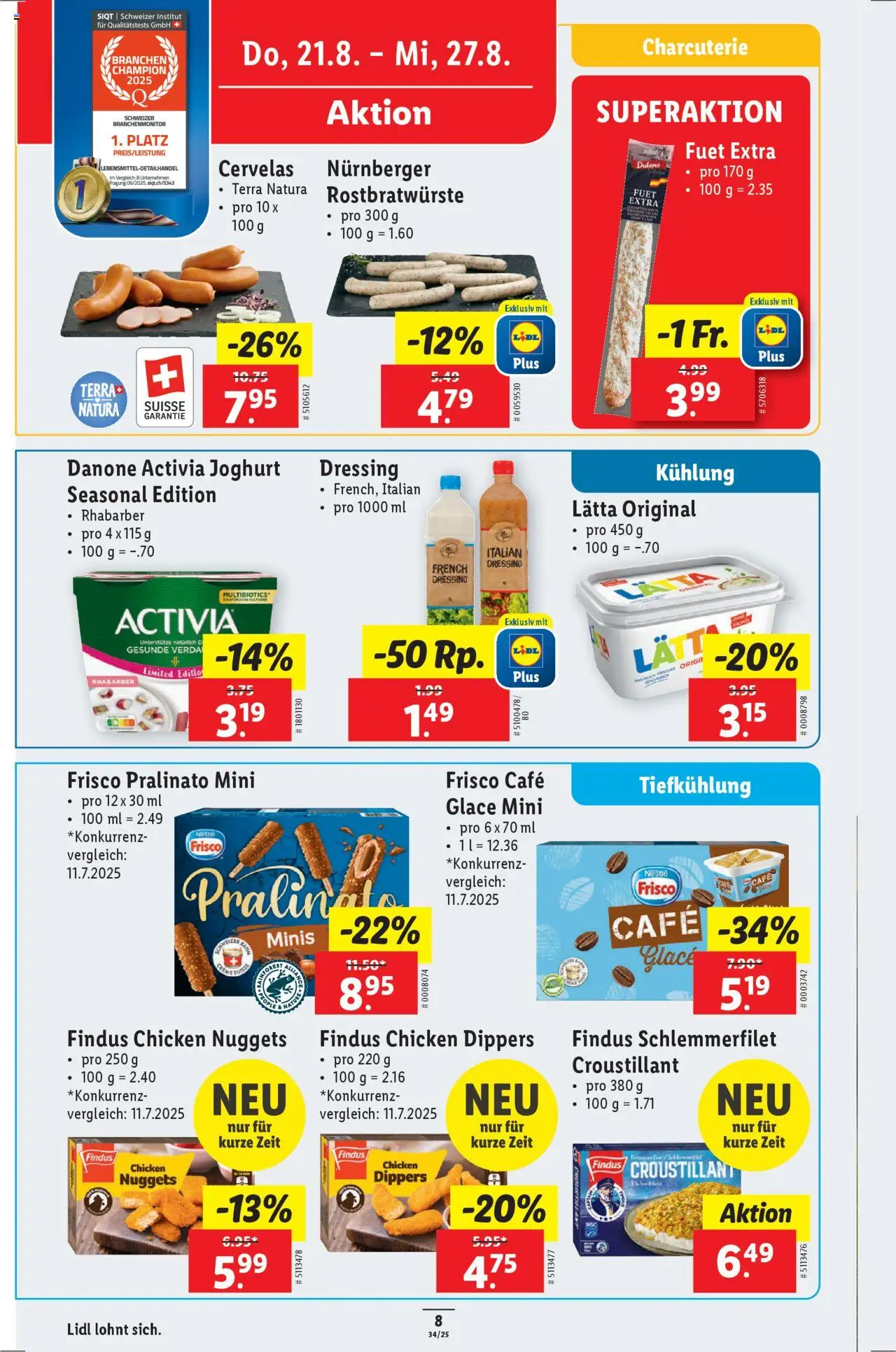 Lidl Aktionen ab 21.08.2025 | Seite: 10 | Produkte: Dressing, Glace, Joghurt