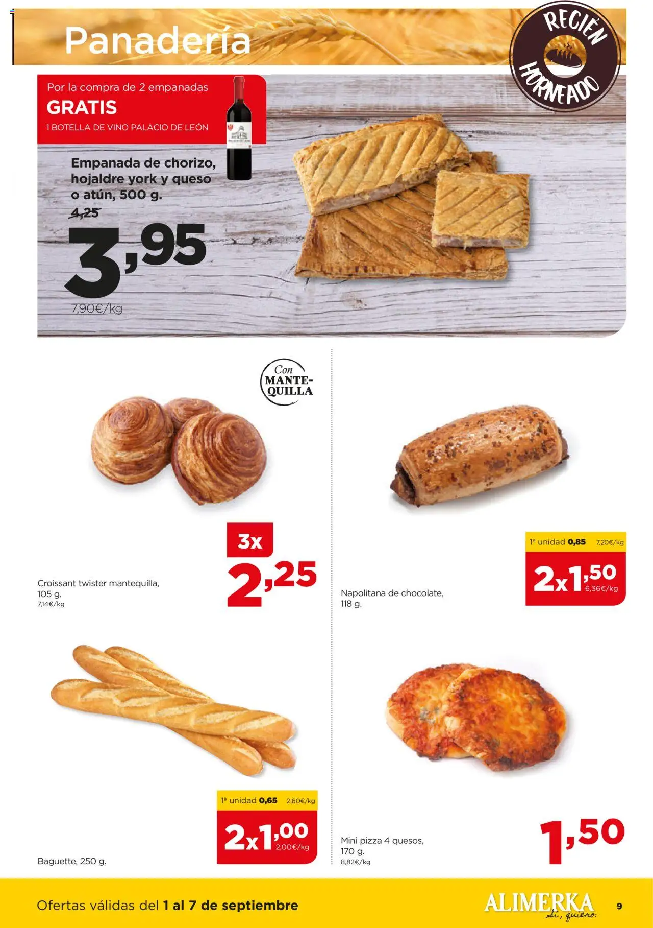 Alimerka folleto Asturias │ válido desde el 01.09.2025 | Página: 9 | Productos: Queso, Pizza, Vino, Panadería