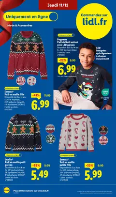 LIDL - Prévisualisation de Esmara® Pull en maille fille, Disponible du 8 au 14 ans Ex. 68% acrylique, 28% polyester (recyclé), 4% élasthanne (LYCRA®) L'unité au choix. valide à partir de 11.12.2025 | Page: 60 | Produits: Pull, Thé, Pull de noel