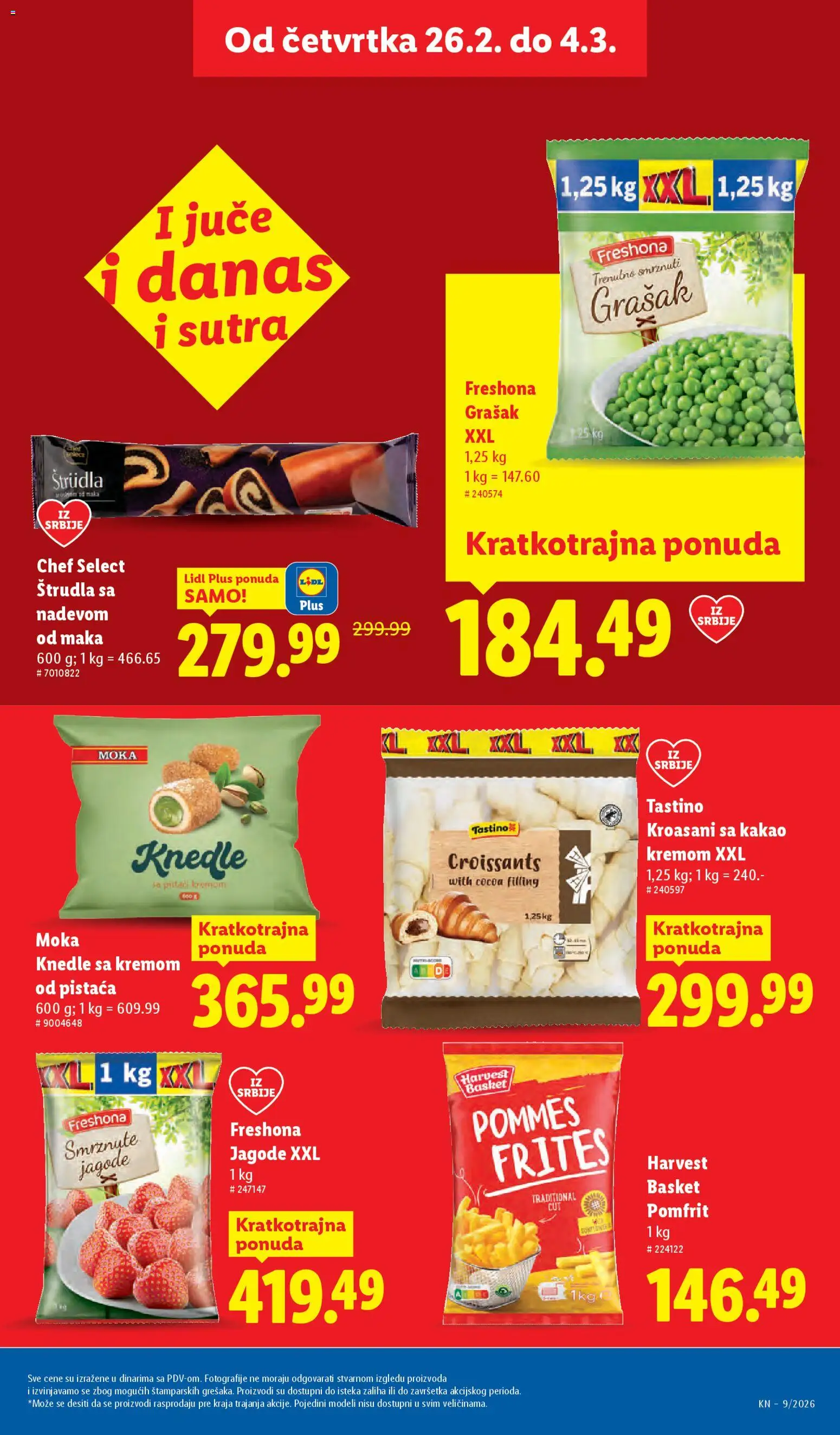 Lidl katalog - važi od 26.02.2026 | Strana: 23 | Proizvode: Grašak, Pistaći, Pomfrit, Knedle