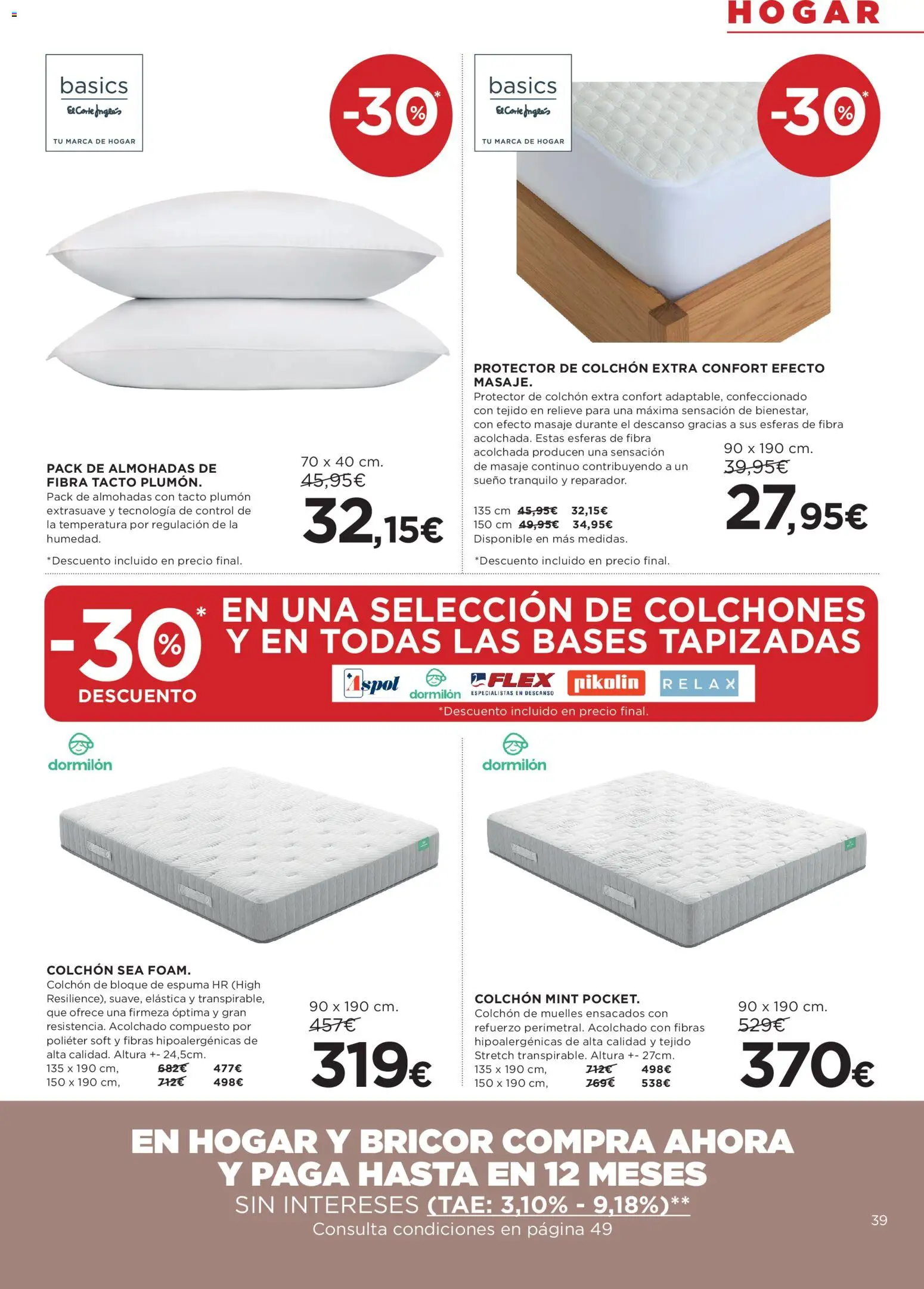 Hipercor catálogo │ válido desde el 23.04.2026 | Página: 39 | Productos: Colchon