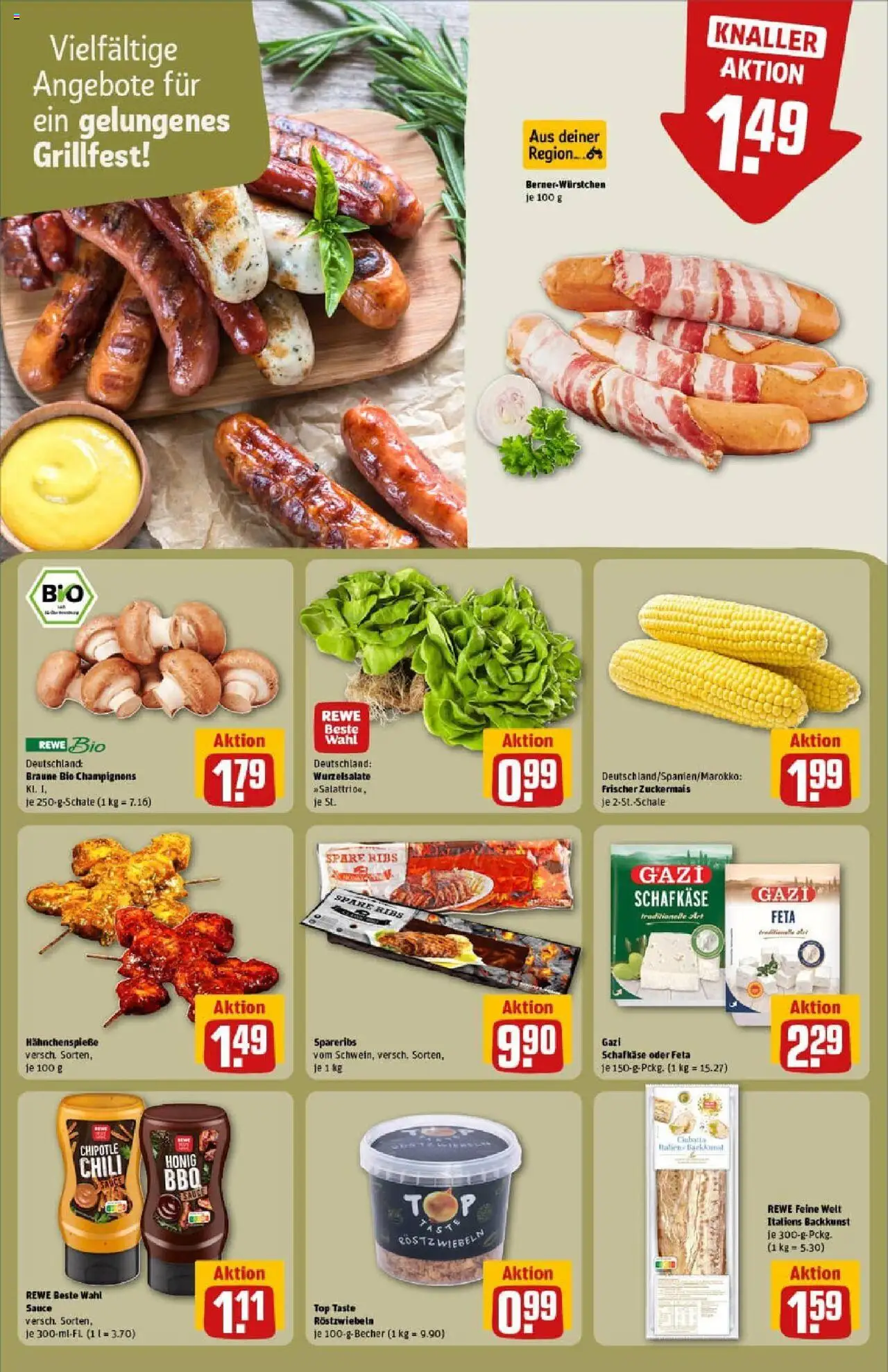 Rewe prospekt Zell Unter Aichelberg	 - gültig ab dem 20.07.2025 | Seite: 24 | Produkte: Feta, Spare ribs, Champignons, Chili