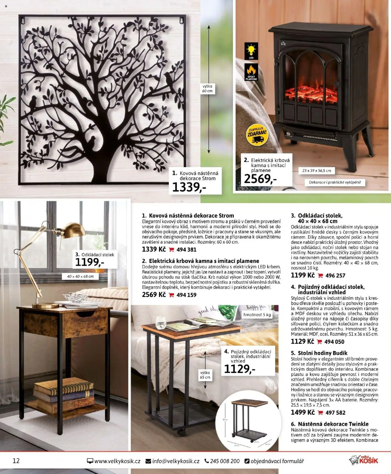 Velký Košík katalog únor 2026 od 01.02.2026 | Strana: 12 | Produkty: Odkládací stolek, Noční stolek, Desky, Obraz