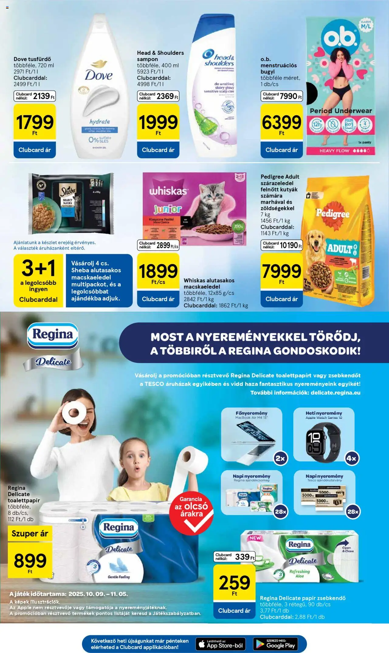 Tesco akciós ujság - amely érvényes a következő dátumtól: 09.10.2025 | Oldal: 27 | Termékek: Játék, Whiskas, Tusfürdő, Bugyi