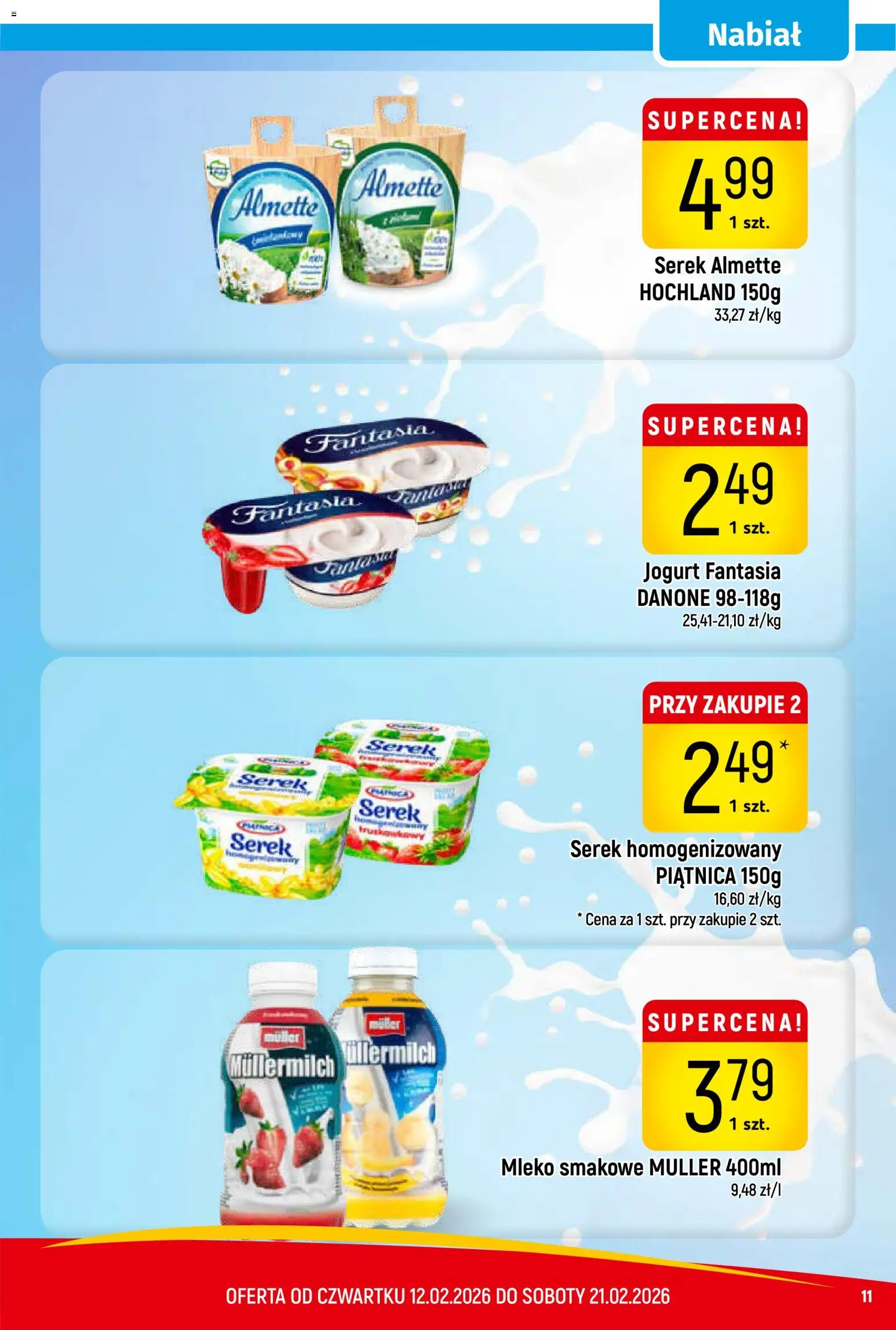 Piotruś Pan Gazetka od 12.02.2026 | Strona: 11 | Produkty: Serek homogenizowany, Serek, Mleko, Jogurt